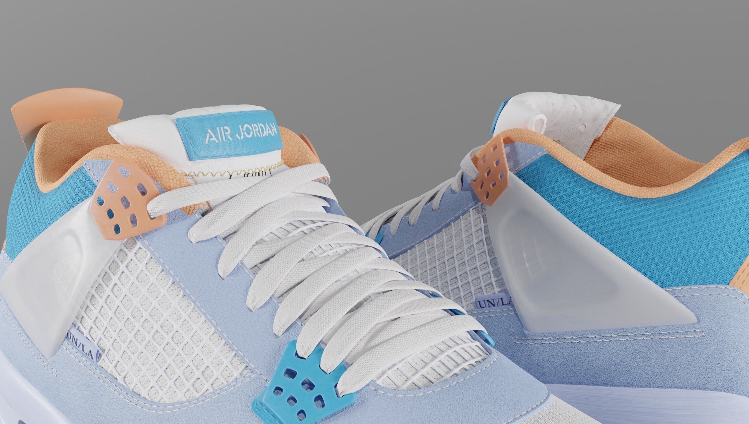 Jordan 4 Union LA Blue Low-poly 3D model_22