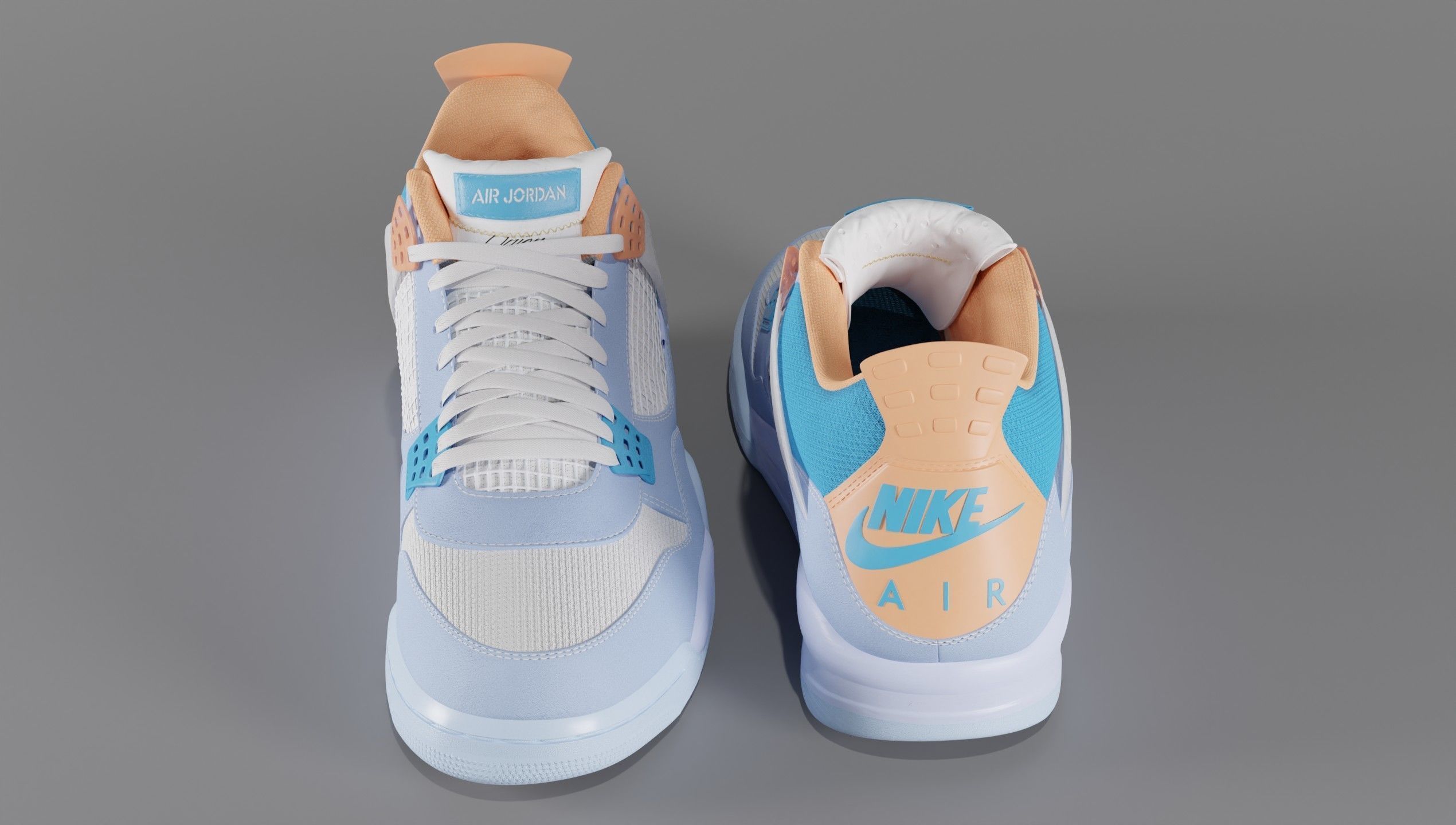 Jordan 4 Union LA Blue Low-poly 3D model_40