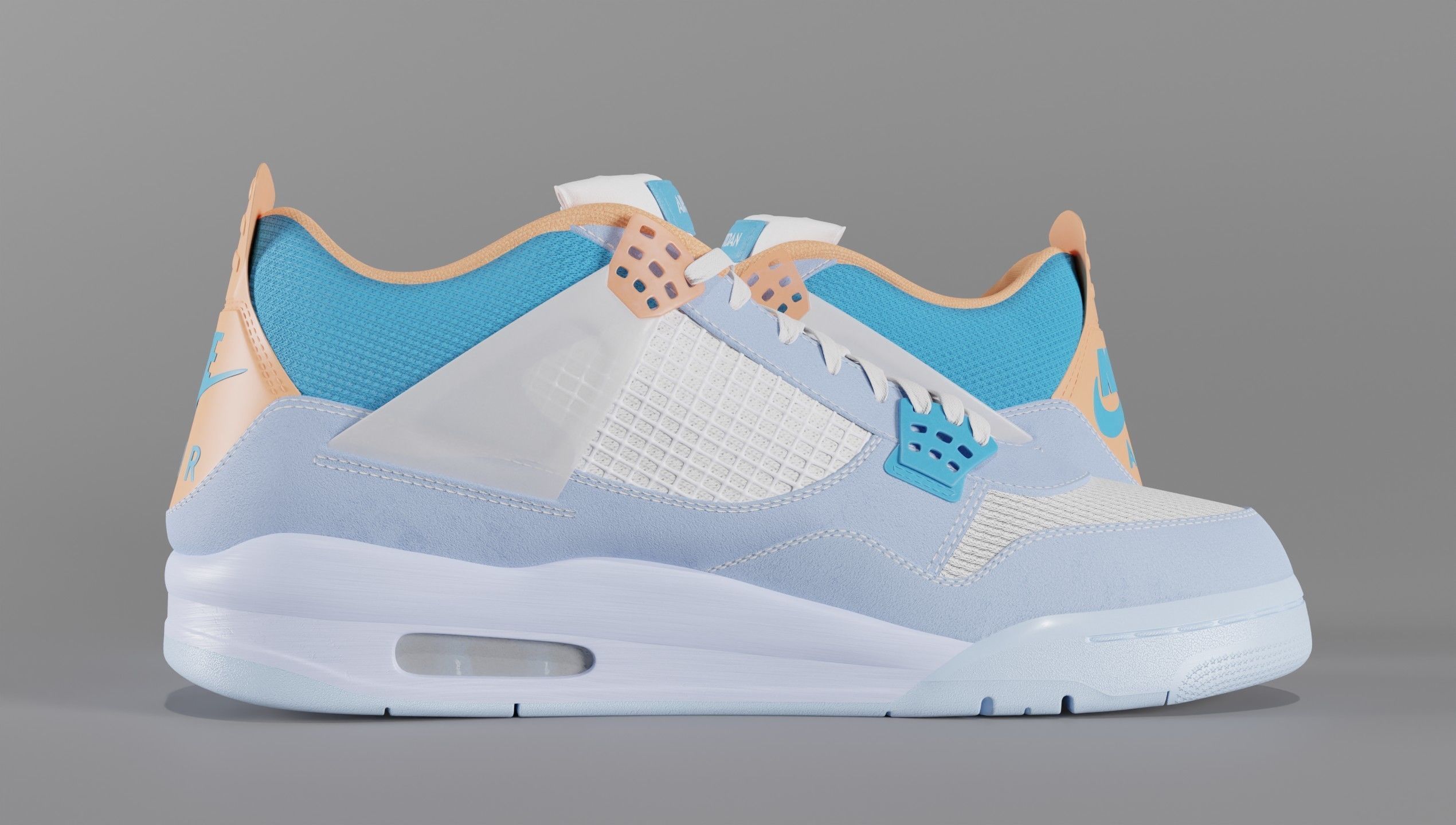 Jordan 4 Union LA Blue Low-poly 3D model_47