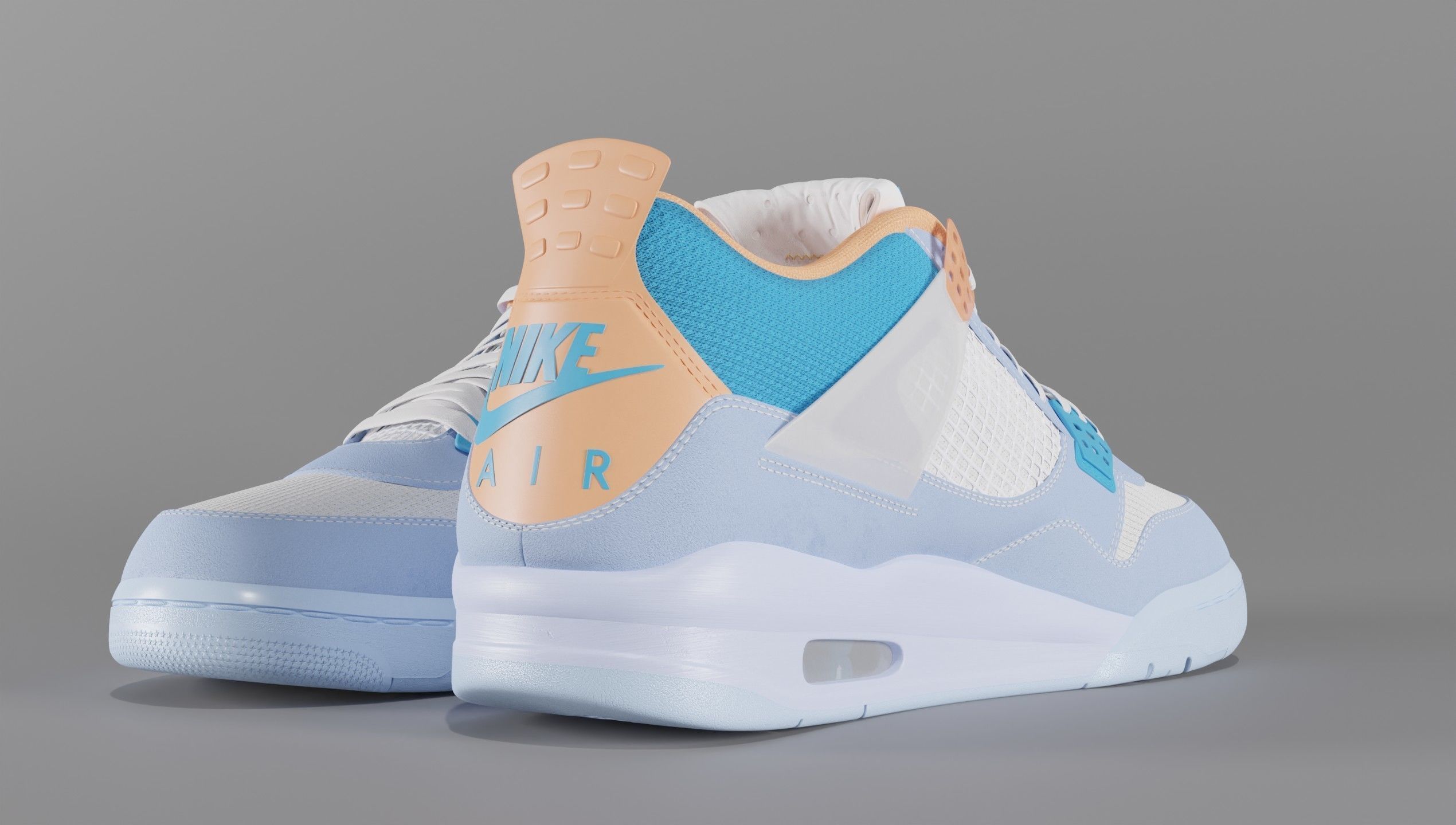 Jordan 4 Union LA Blue Low-poly 3D model_56