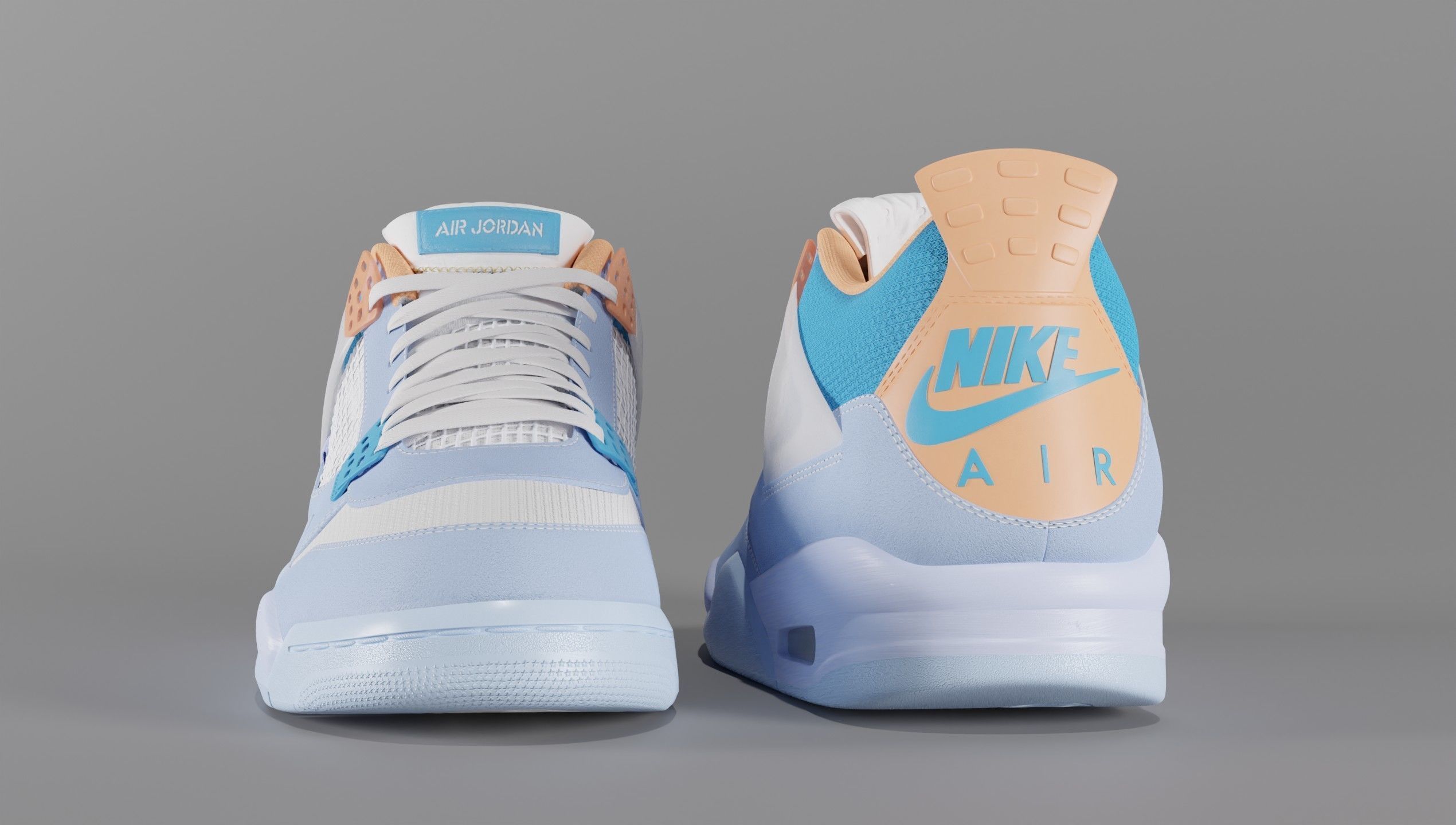 Jordan 4 Union LA Blue Low-poly 3D model_61