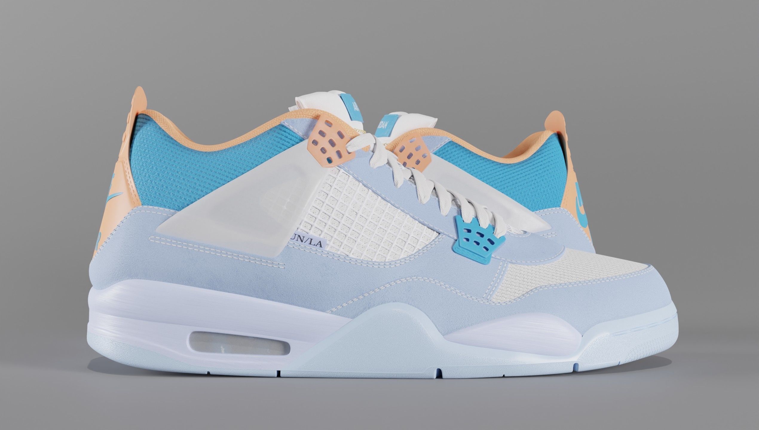 Jordan 4 Union LA Blue Low-poly 3D model_24