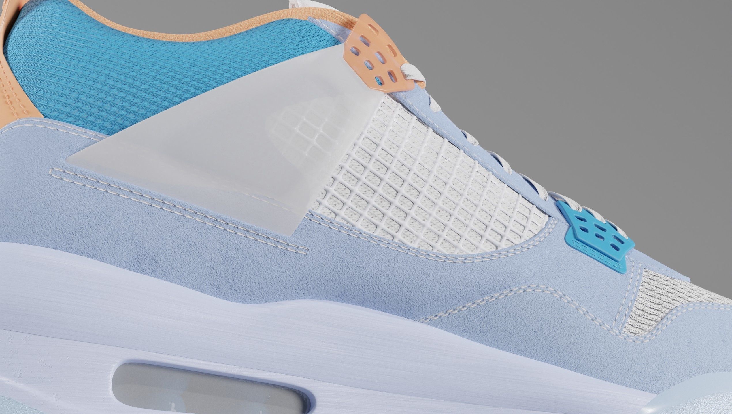 Jordan 4 Union LA Blue Low-poly 3D model_49