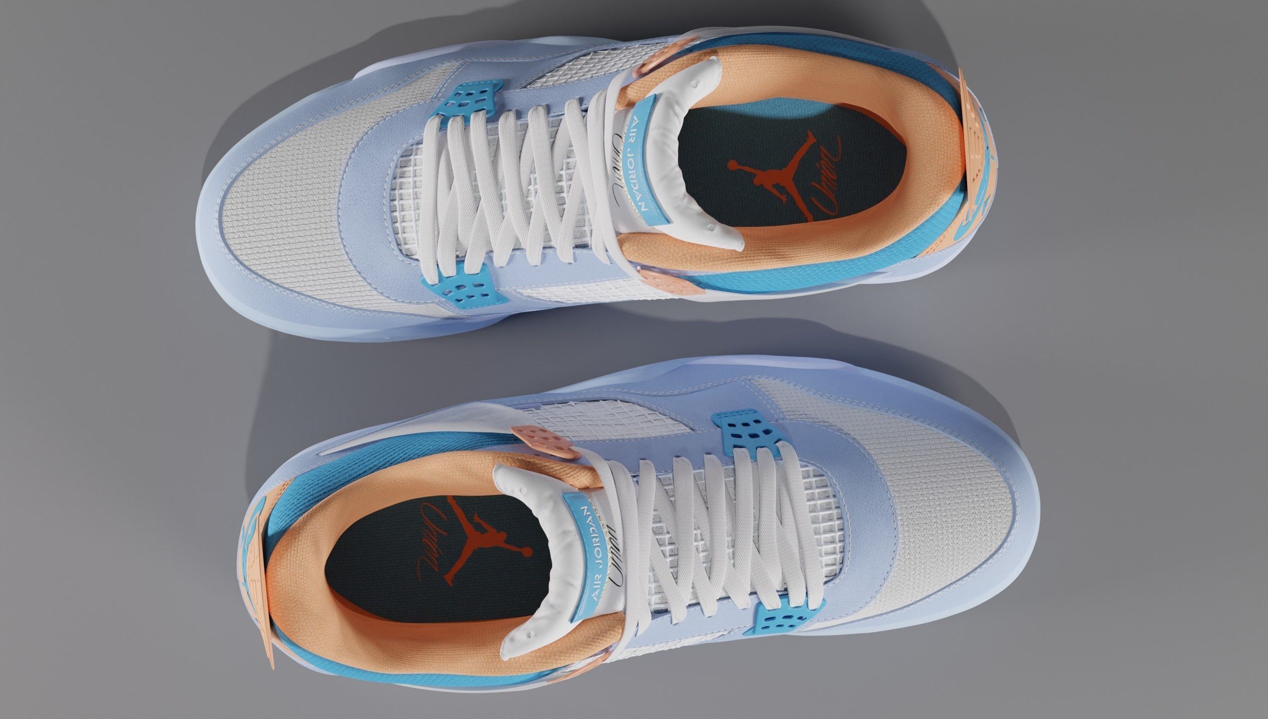 Jordan 4 Union LA Blue Low-poly 3D model_52