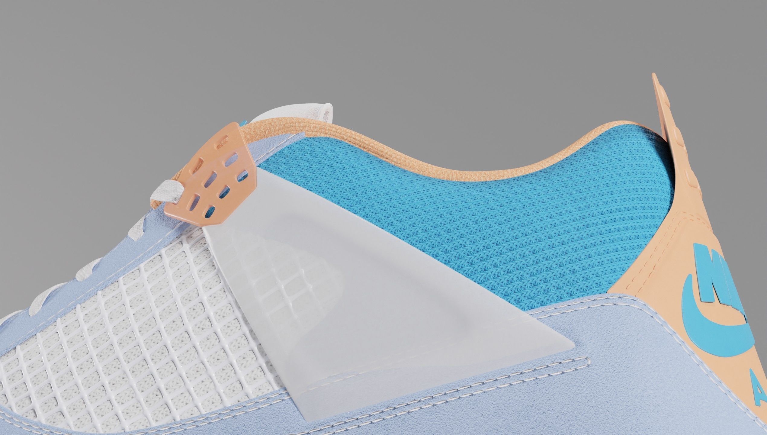 Jordan 4 Union LA Blue Low-poly 3D model_50