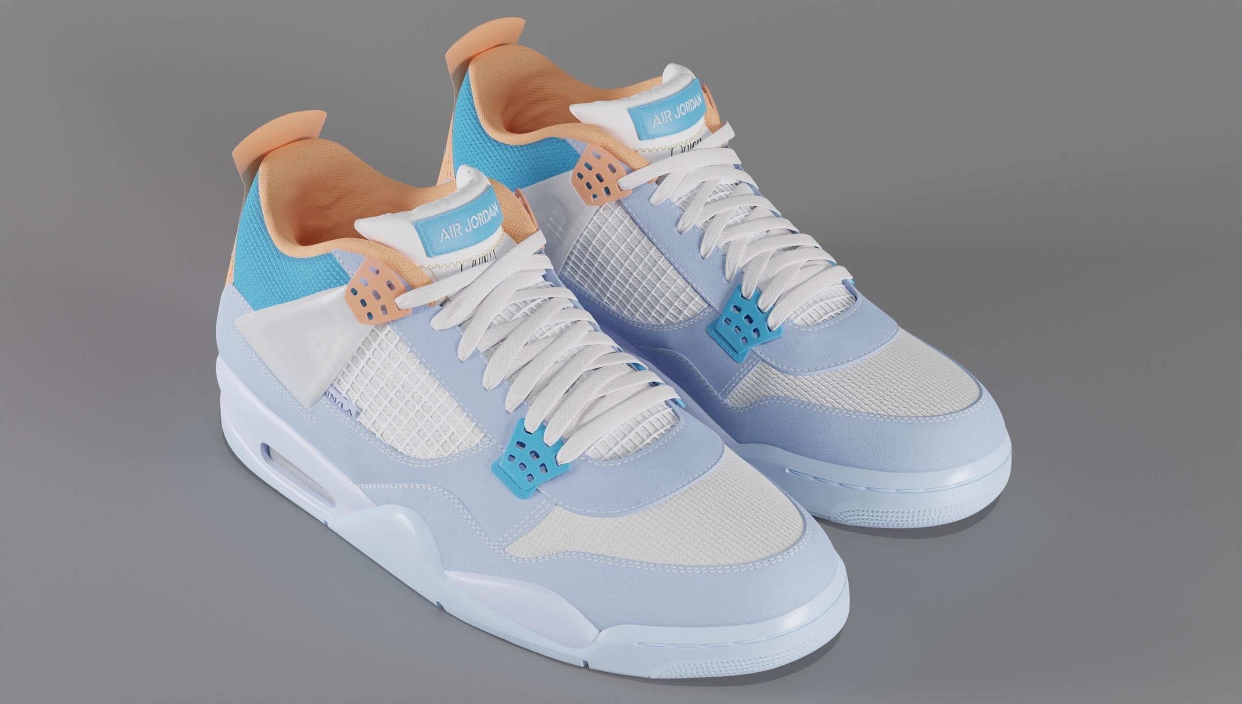 Jordan 4 Union LA Blue Low-poly 3D model_54