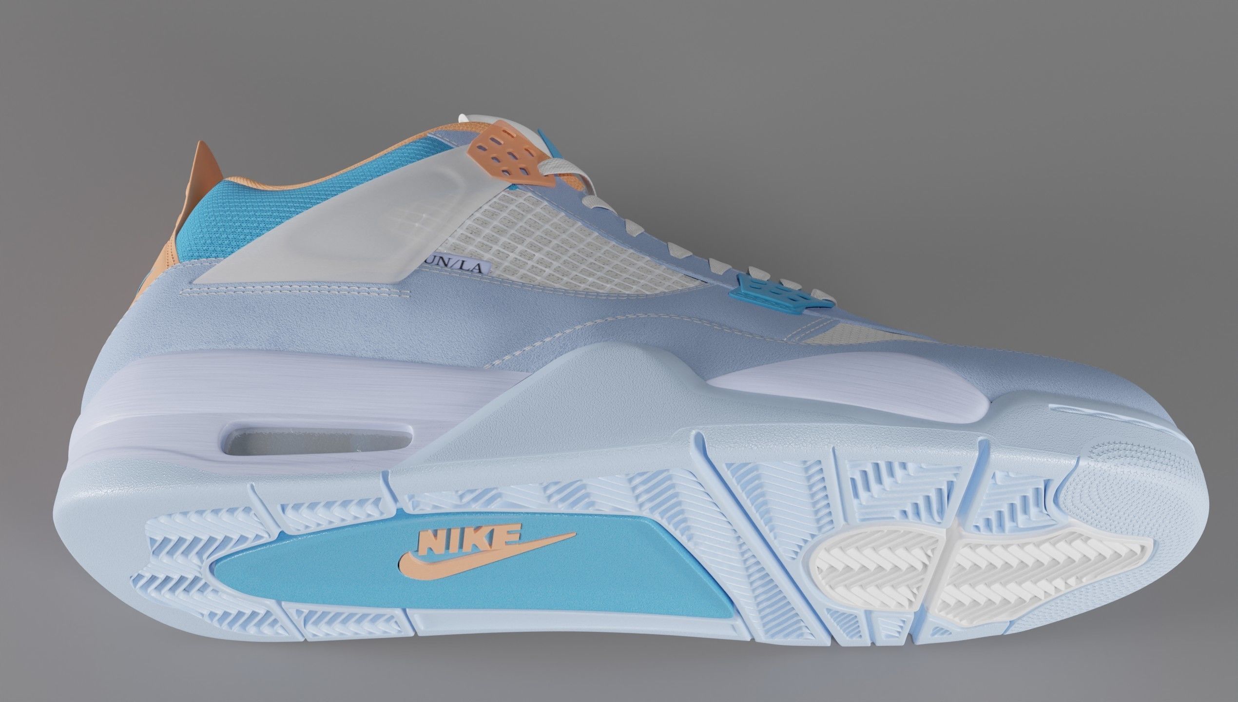 Jordan 4 Union LA Blue Low-poly 3D model_7