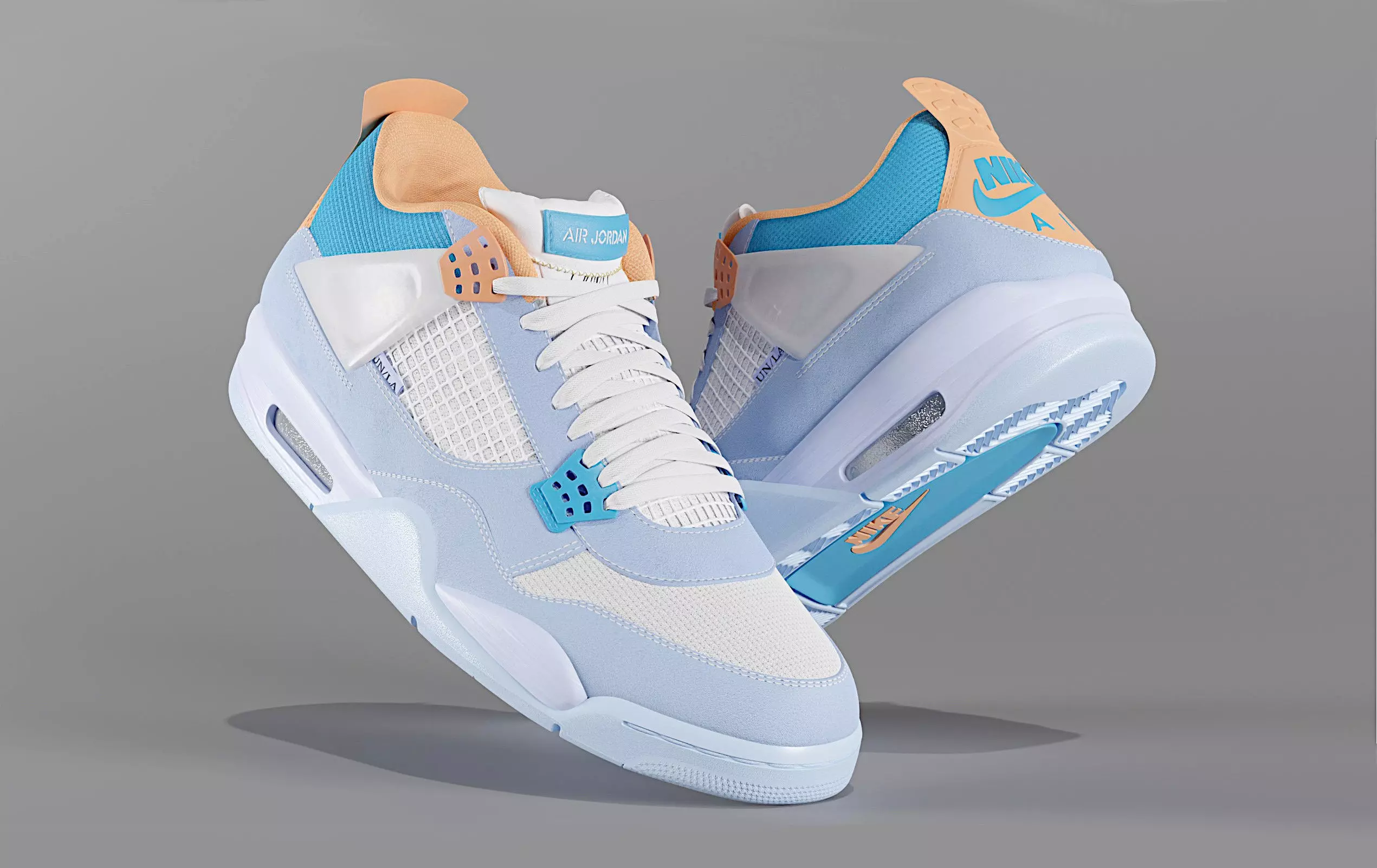 Jordan 4 Union LA Blue Low-poly 3D model_0
