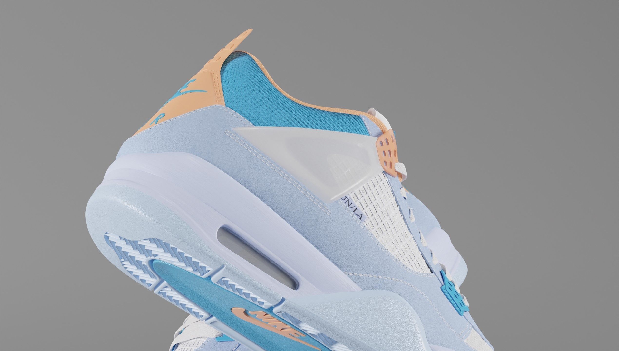 Jordan 4 Union LA Blue Low-poly 3D model_3