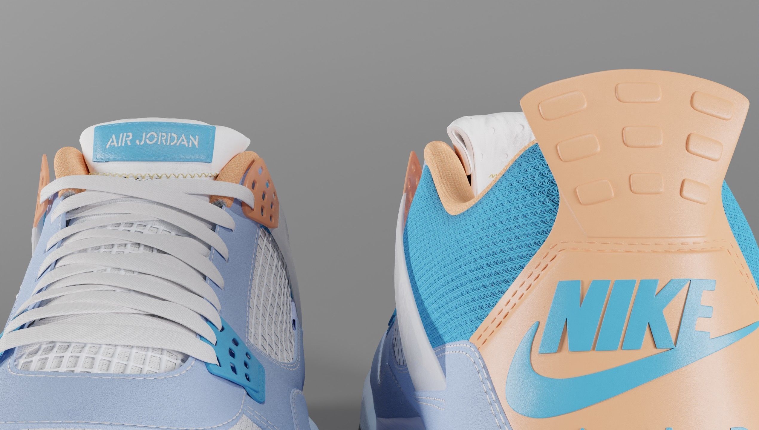 Jordan 4 Union LA Blue Low-poly 3D model_42