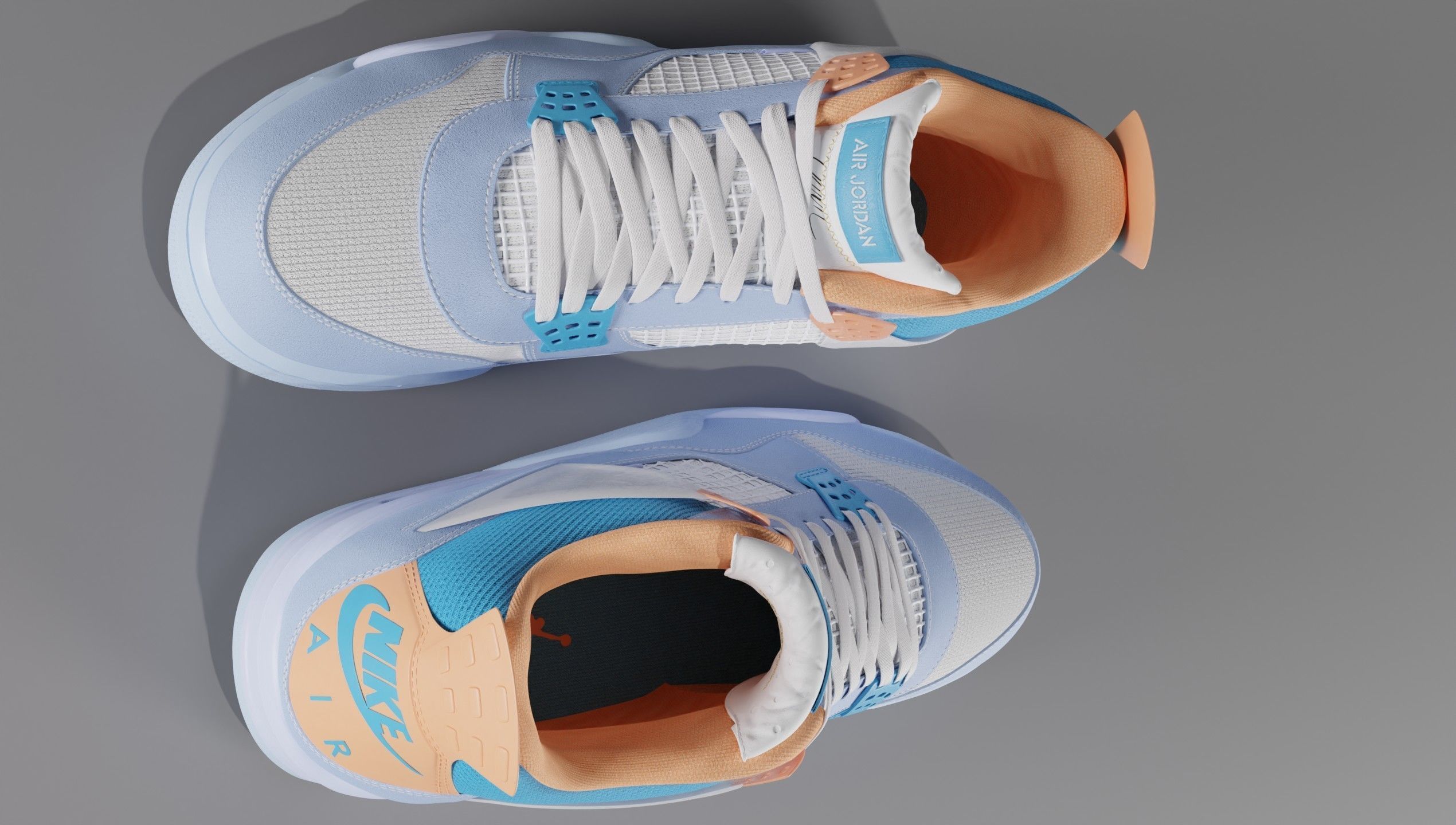 Jordan 4 Union LA Blue Low-poly 3D model_53