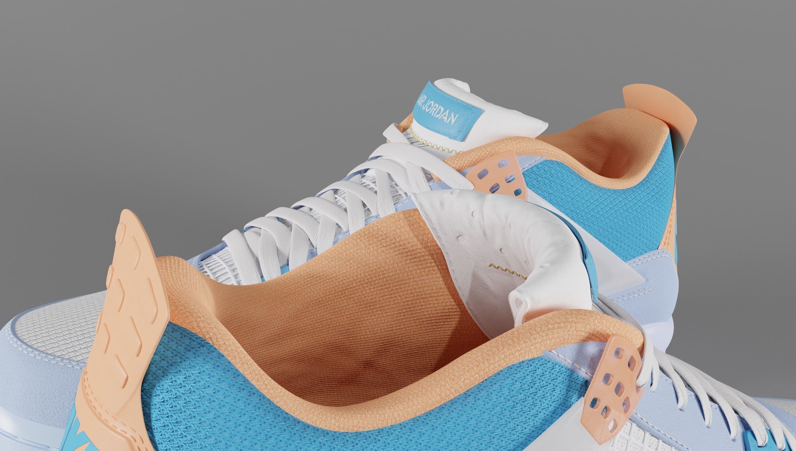 Jordan 4 Union LA Blue Low-poly 3D model_51