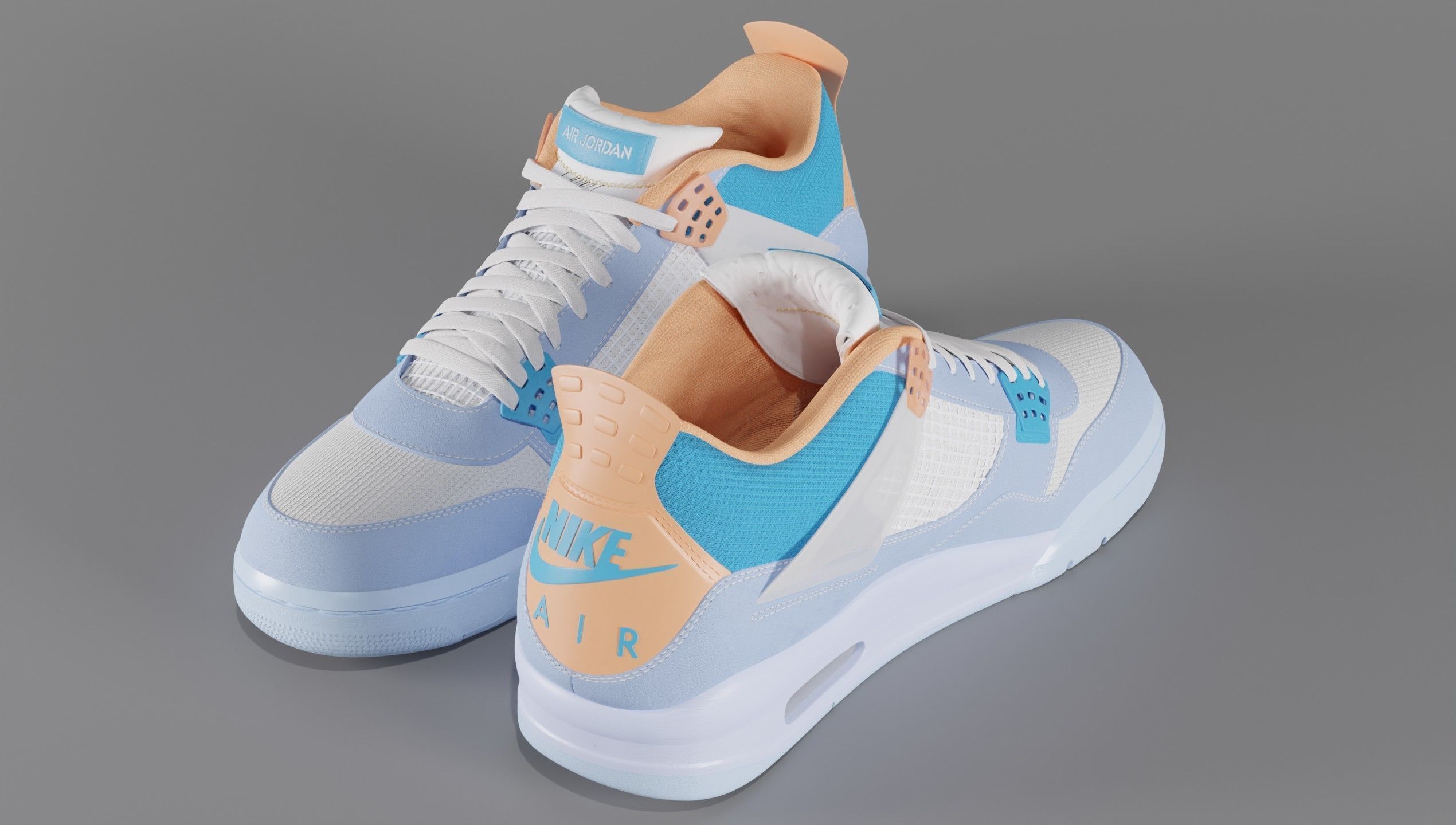 Jordan 4 Union LA Blue Low-poly 3D model_59