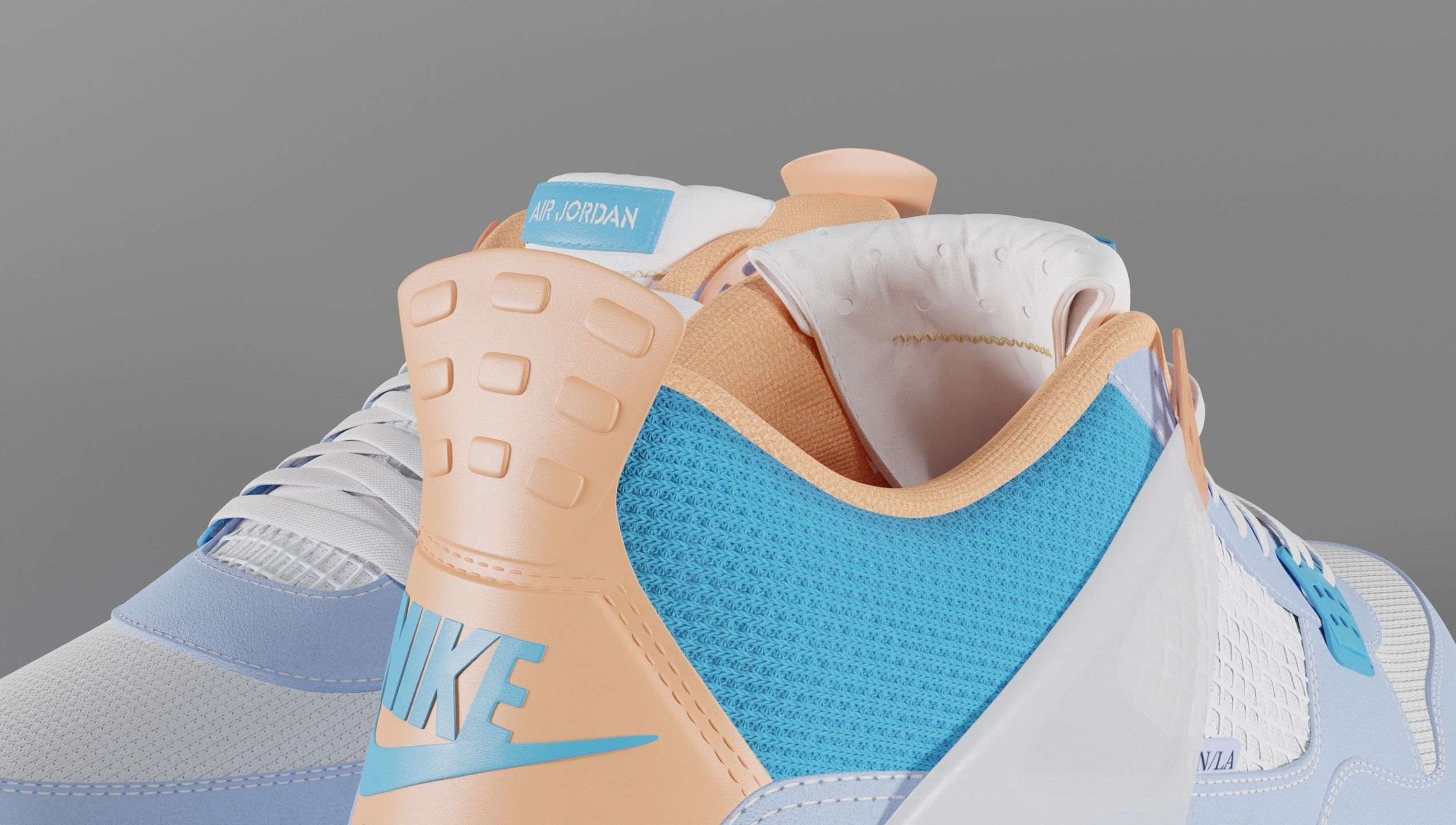 Jordan 4 Union LA Blue Low-poly 3D model_34
