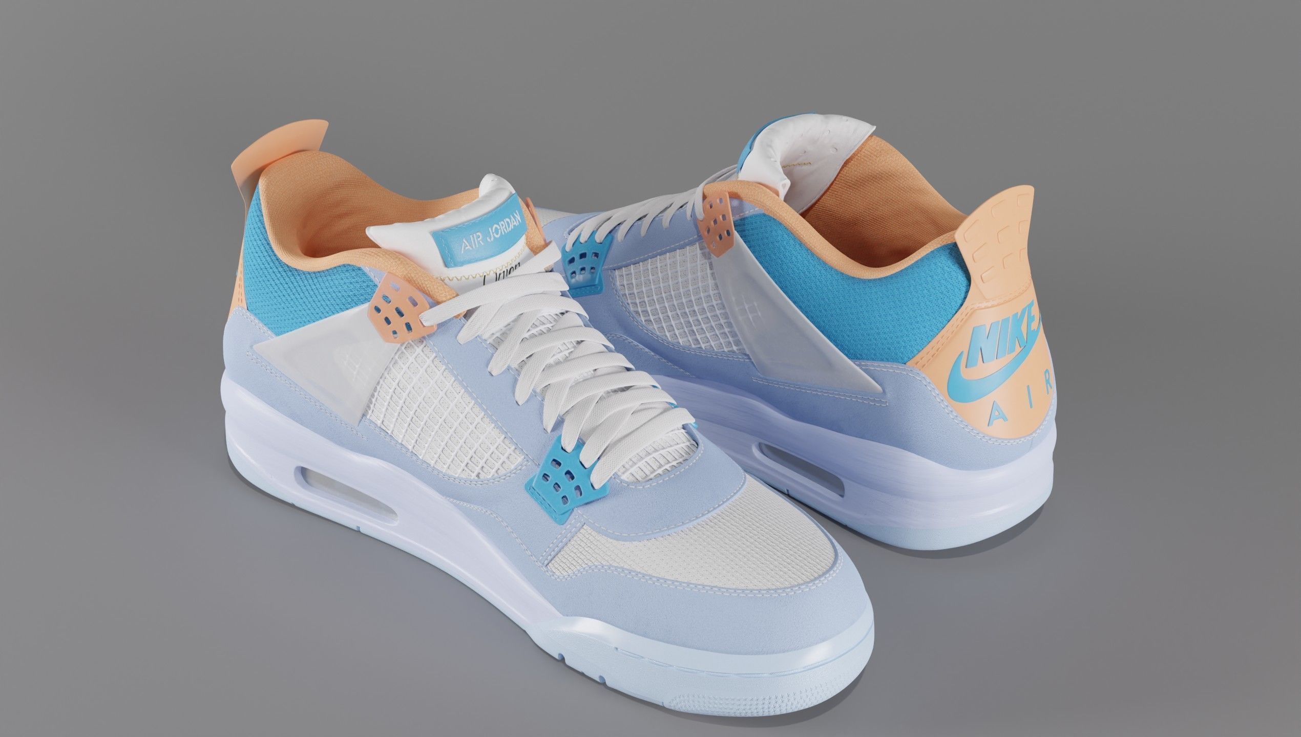 Jordan 4 Union LA Blue Low-poly 3D model_46
