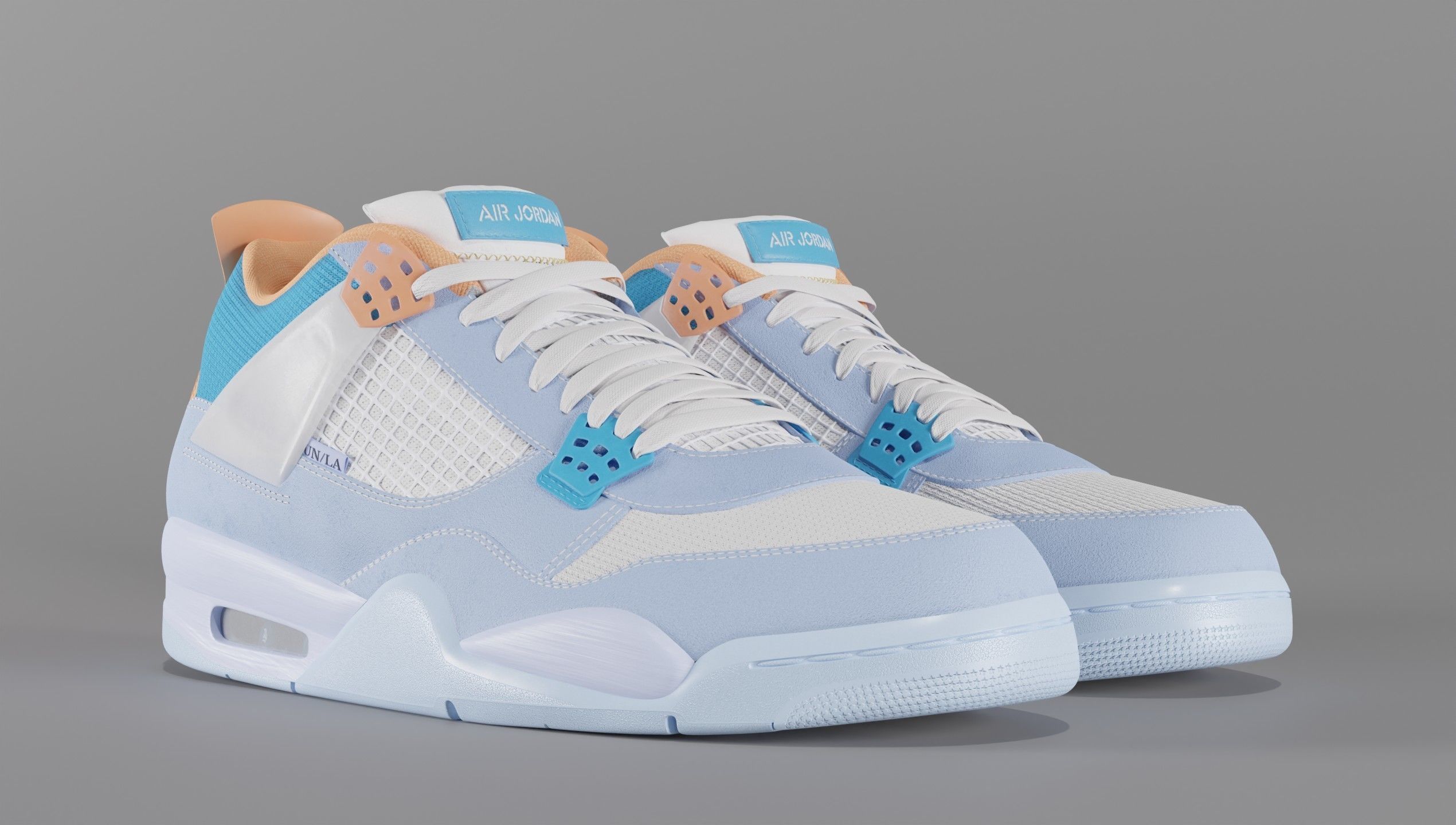 Jordan 4 Union LA Blue Low-poly 3D model_2