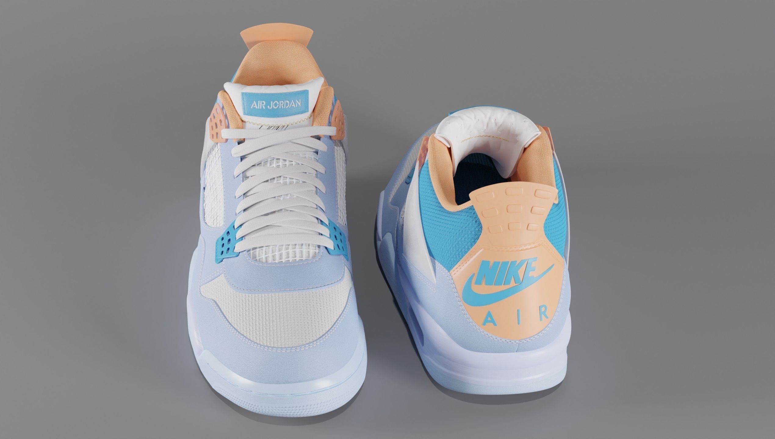 Jordan 4 Union LA Blue Low-poly 3D model_62