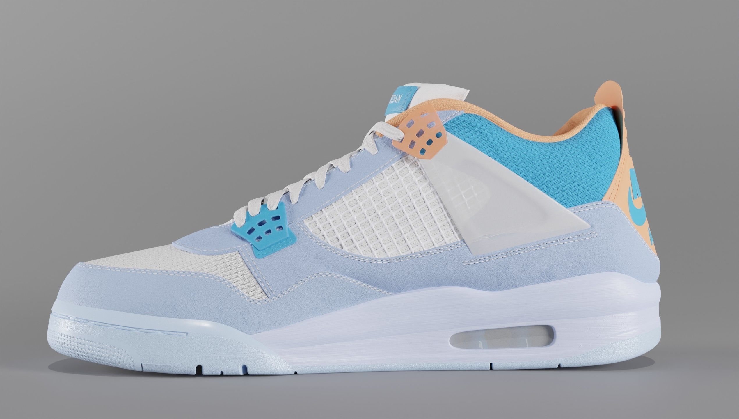 Jordan 4 Union LA Blue Low-poly 3D model_16