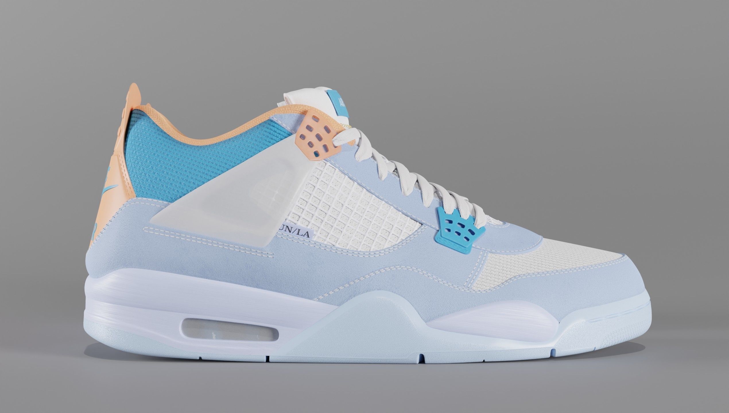 Jordan 4 Union LA Blue Low-poly 3D model_6