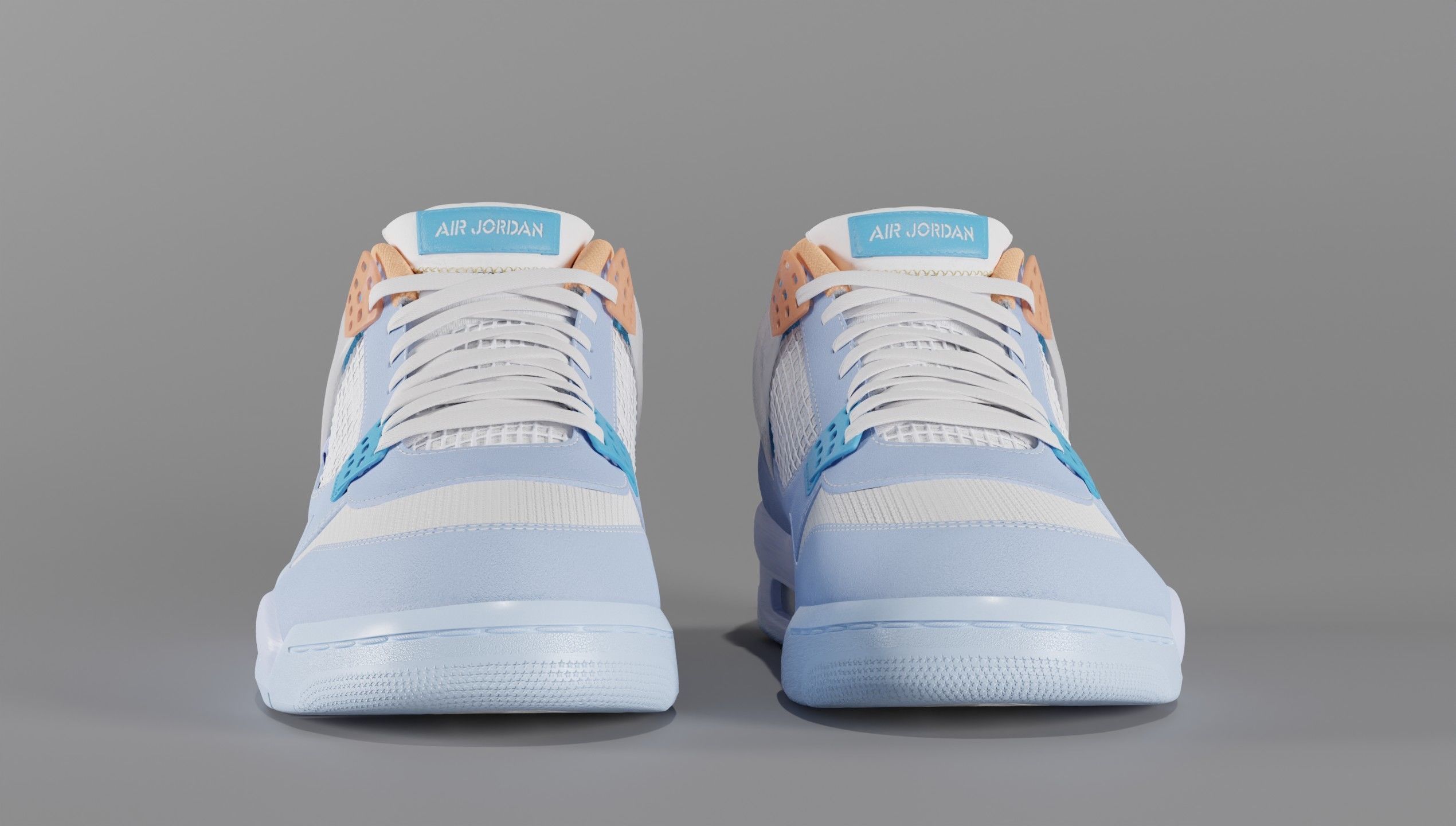 Jordan 4 Union LA Blue Low-poly 3D model_11