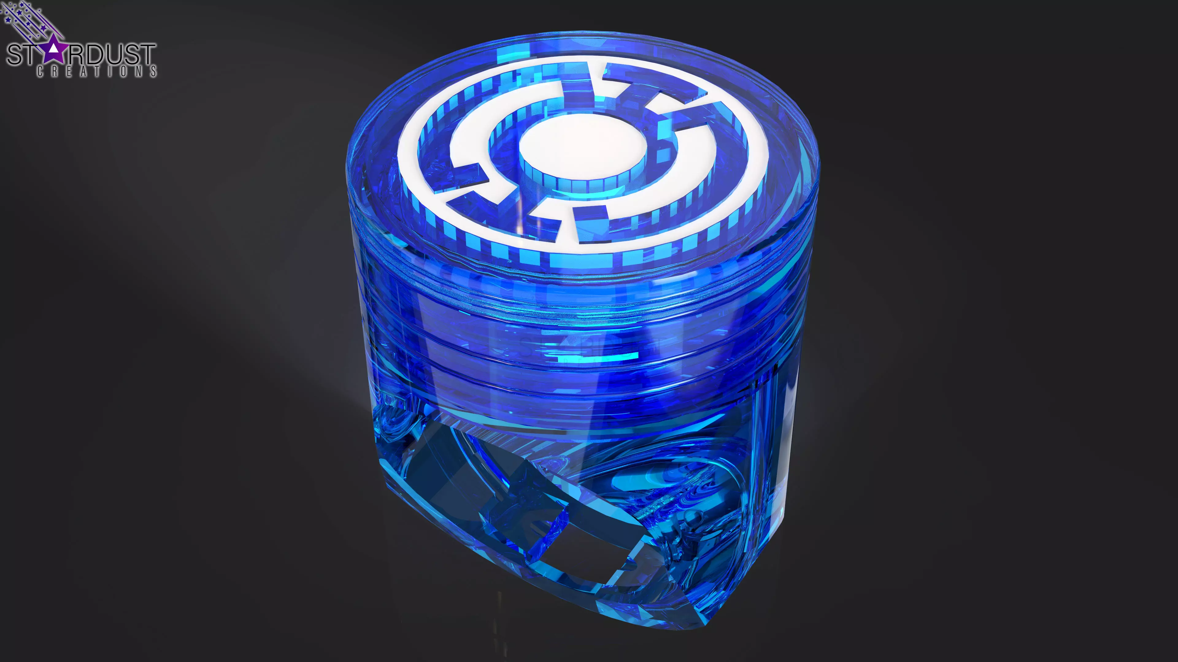 Blue Lantern Ring with LED light 3D print model_0