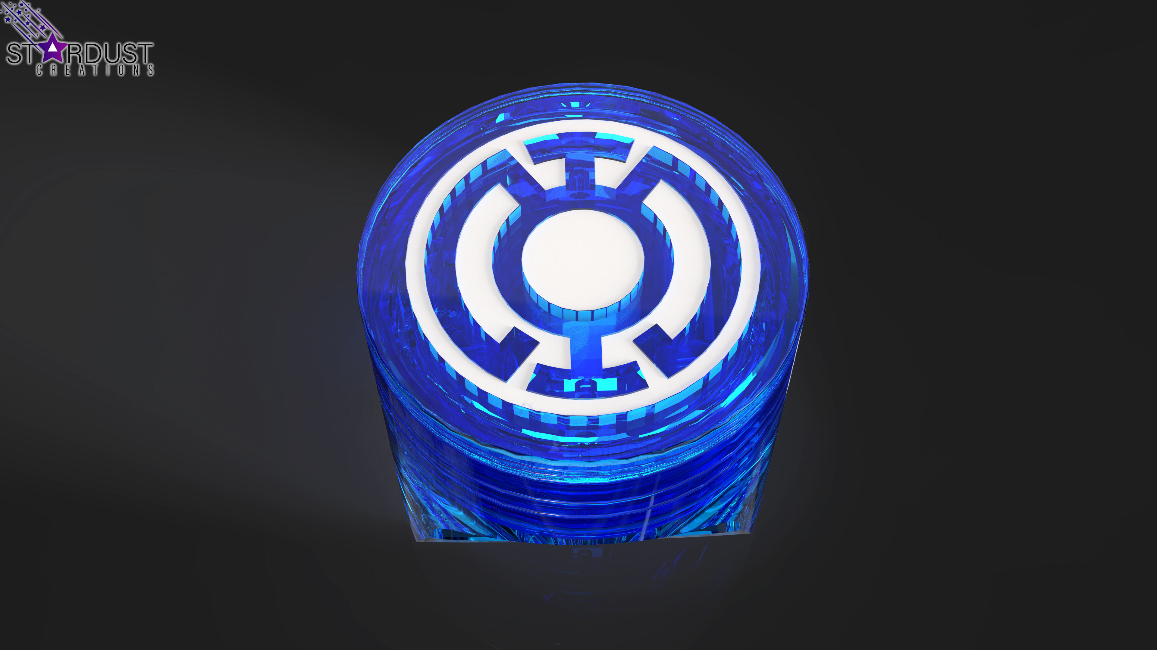 Blue Lantern Ring with LED light 3D print model_1