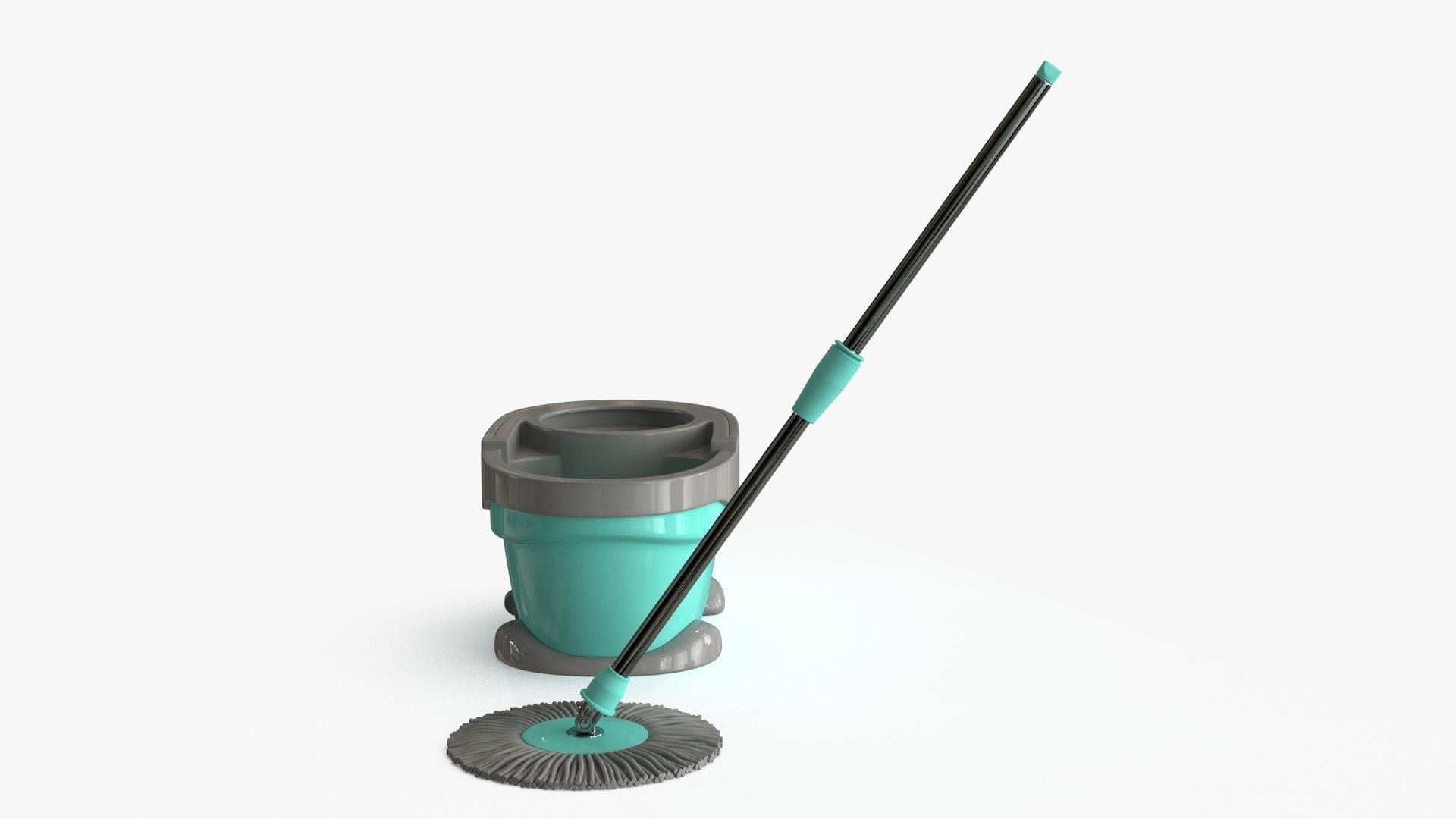 Mop And Bucket Low-poly 3D model_6