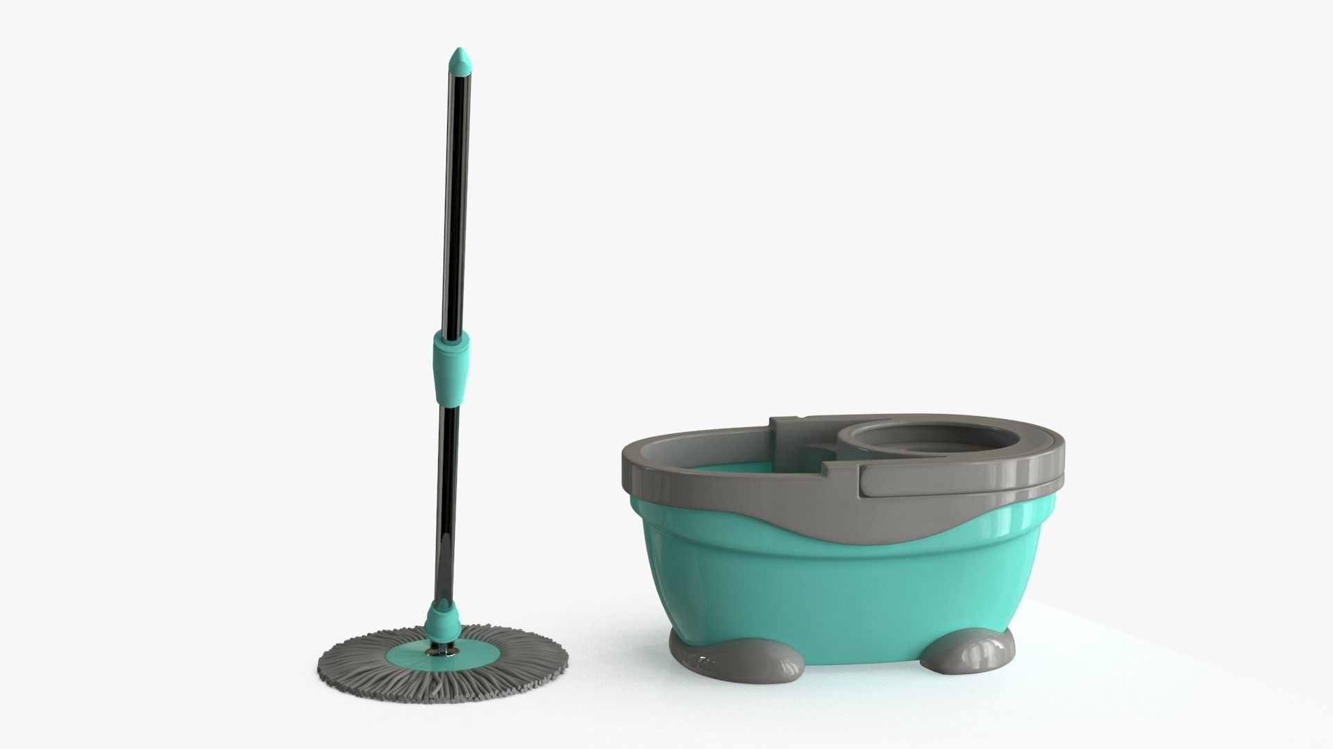 Mop And Bucket Low-poly 3D model_8