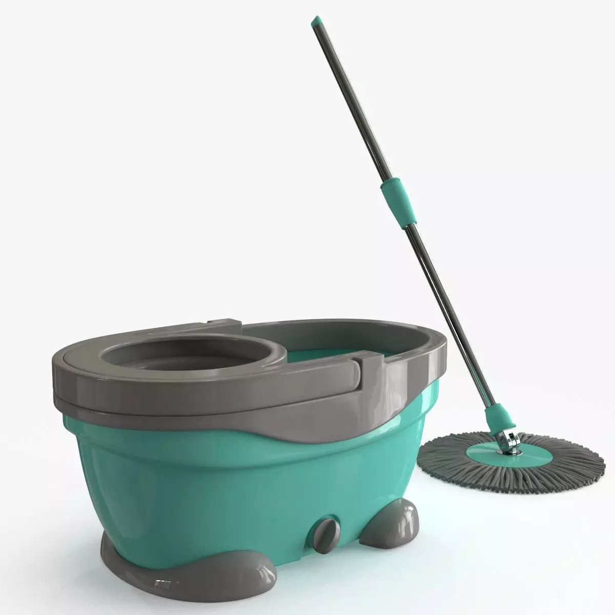 Mop And Bucket Low-poly 3D model_0