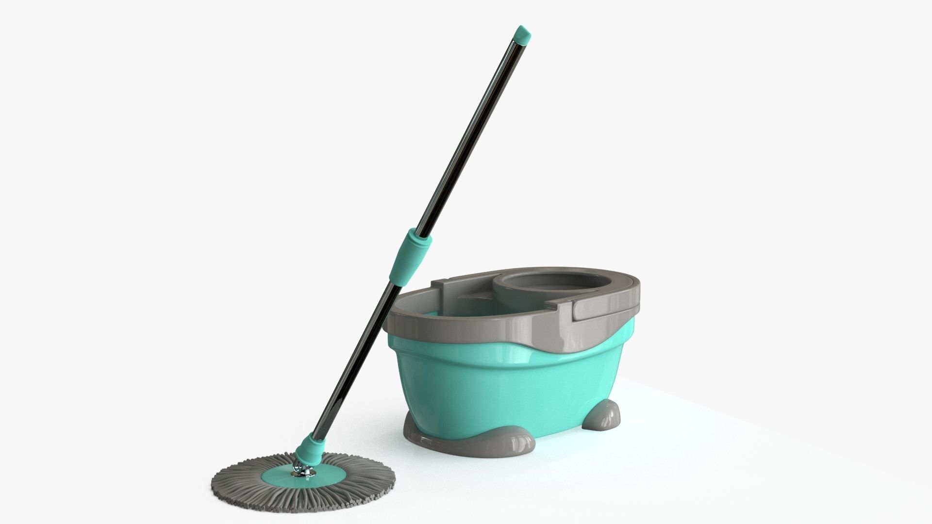Mop And Bucket Low-poly 3D model_7