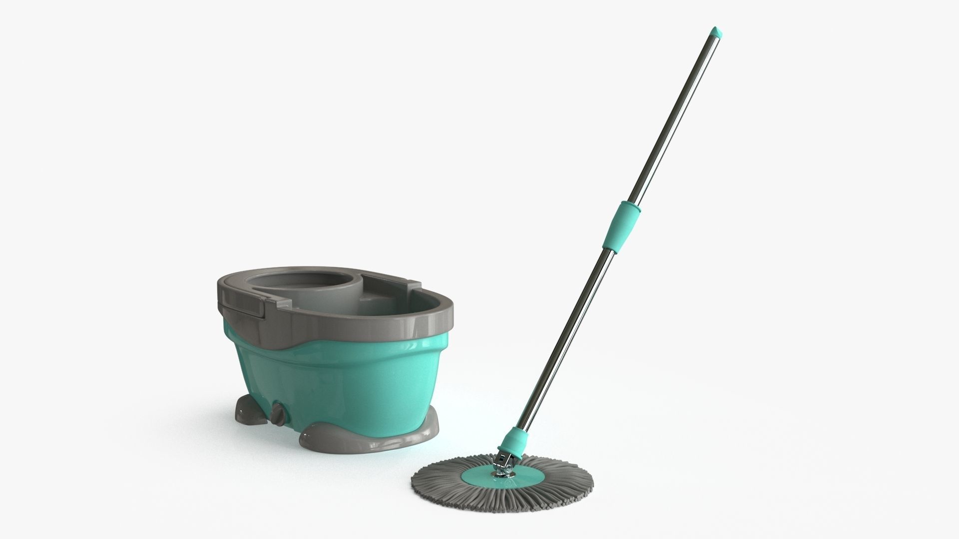 Mop And Bucket Low-poly 3D model_5