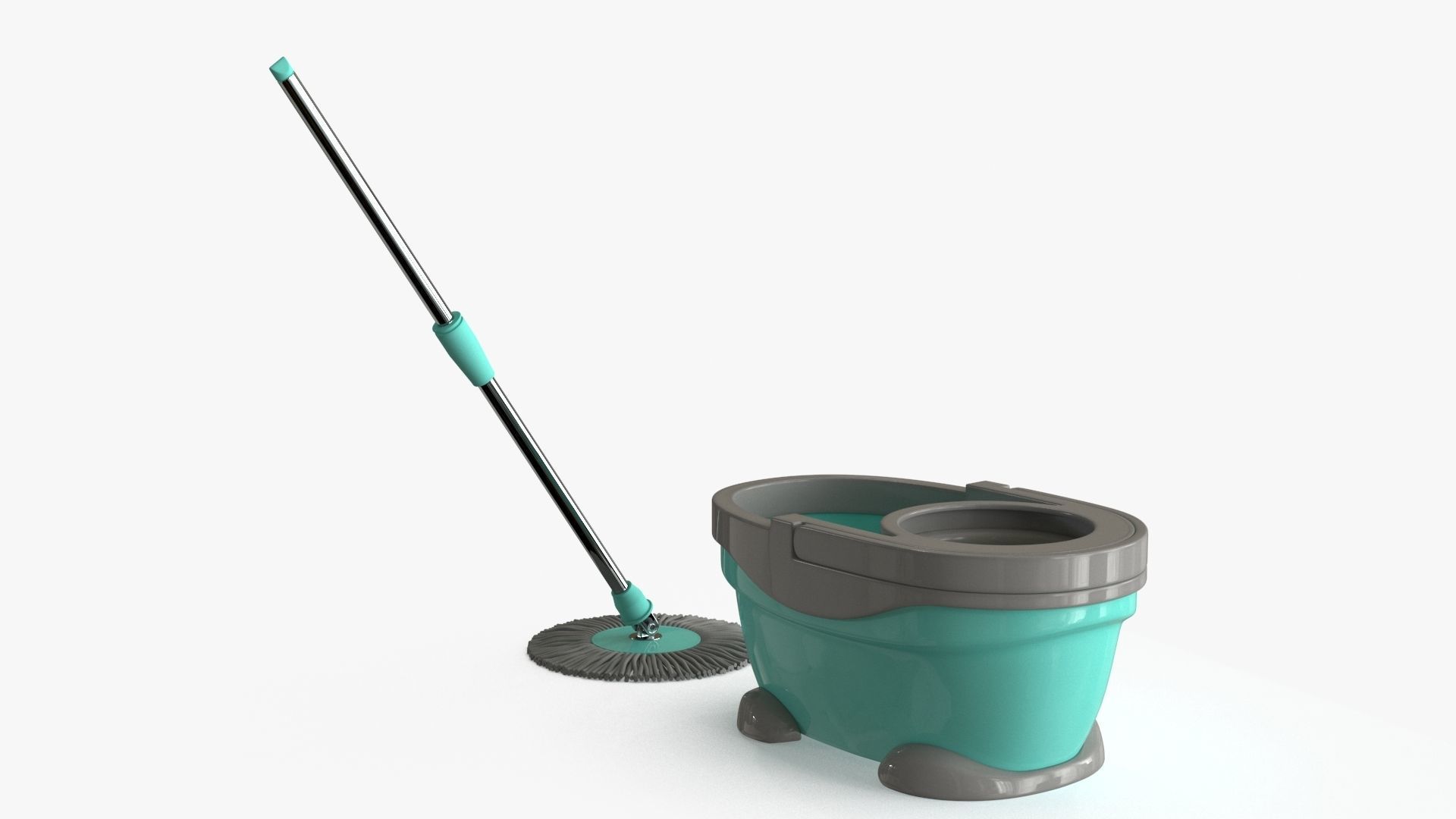 Mop And Bucket Low-poly 3D model_9