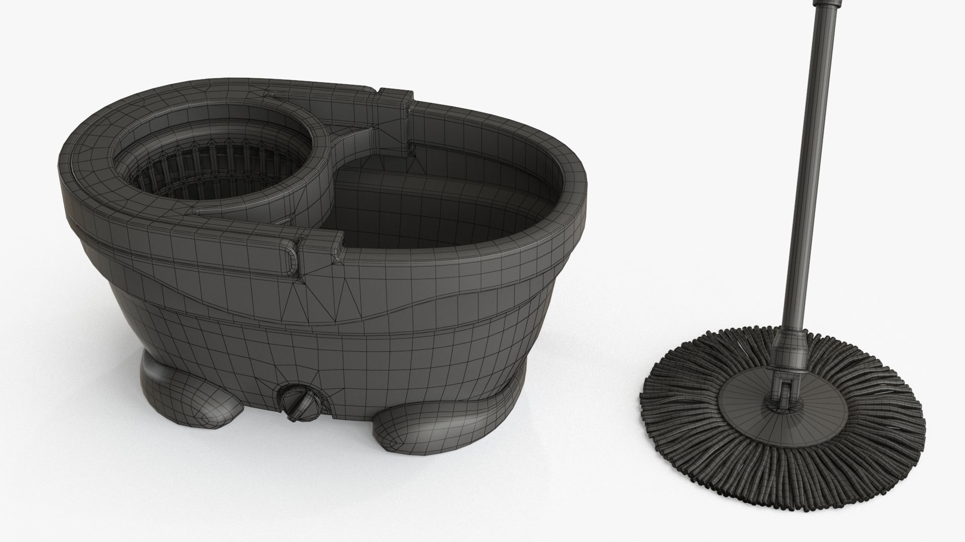 Mop And Bucket Low-poly 3D model_16