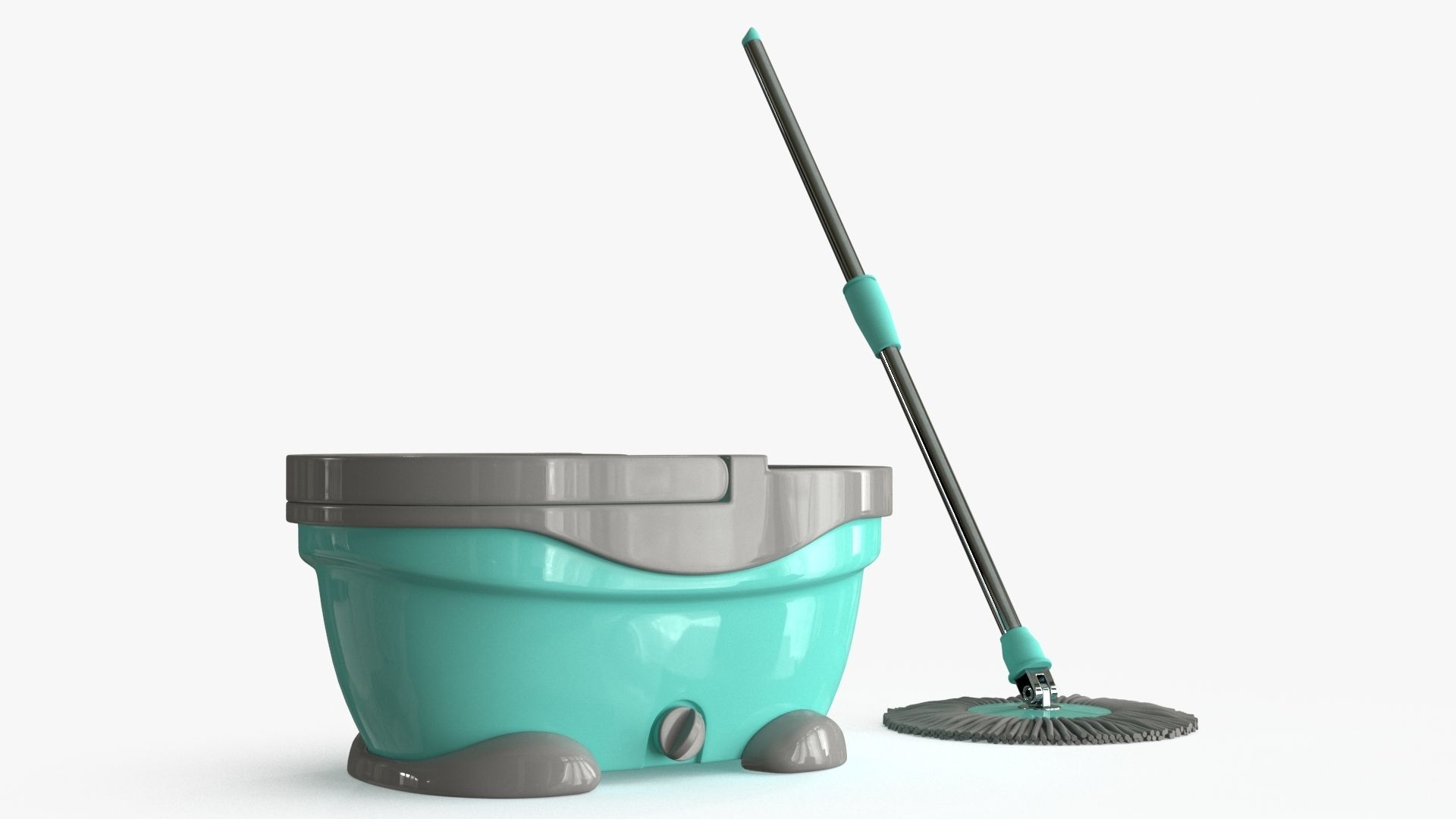 Mop And Bucket Low-poly 3D model_2