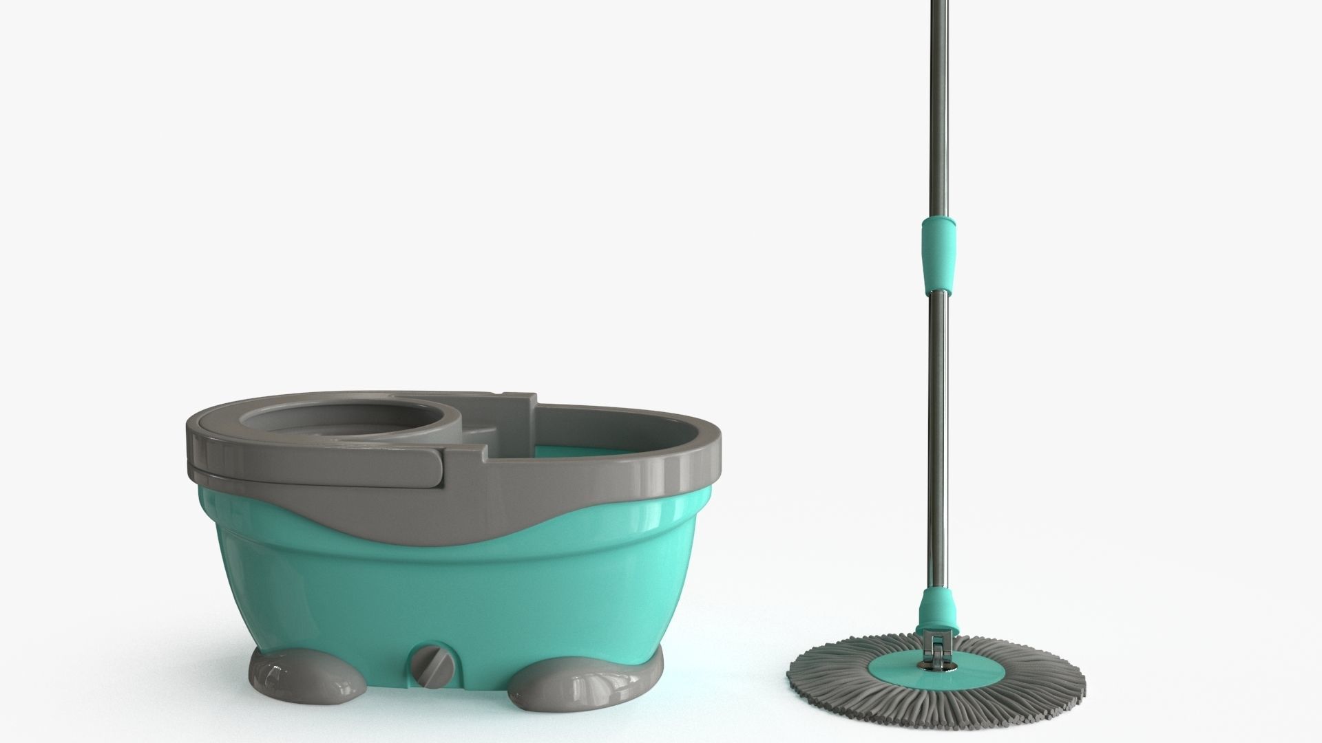 Mop And Bucket Low-poly 3D model_4