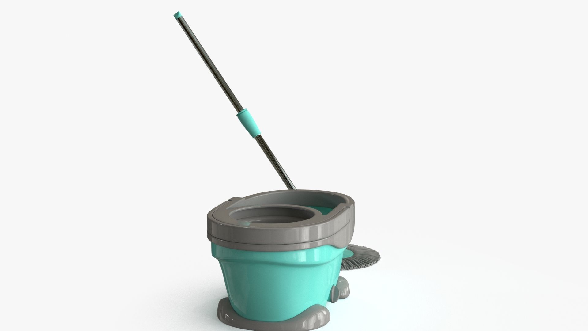 Mop And Bucket Low-poly 3D model_10