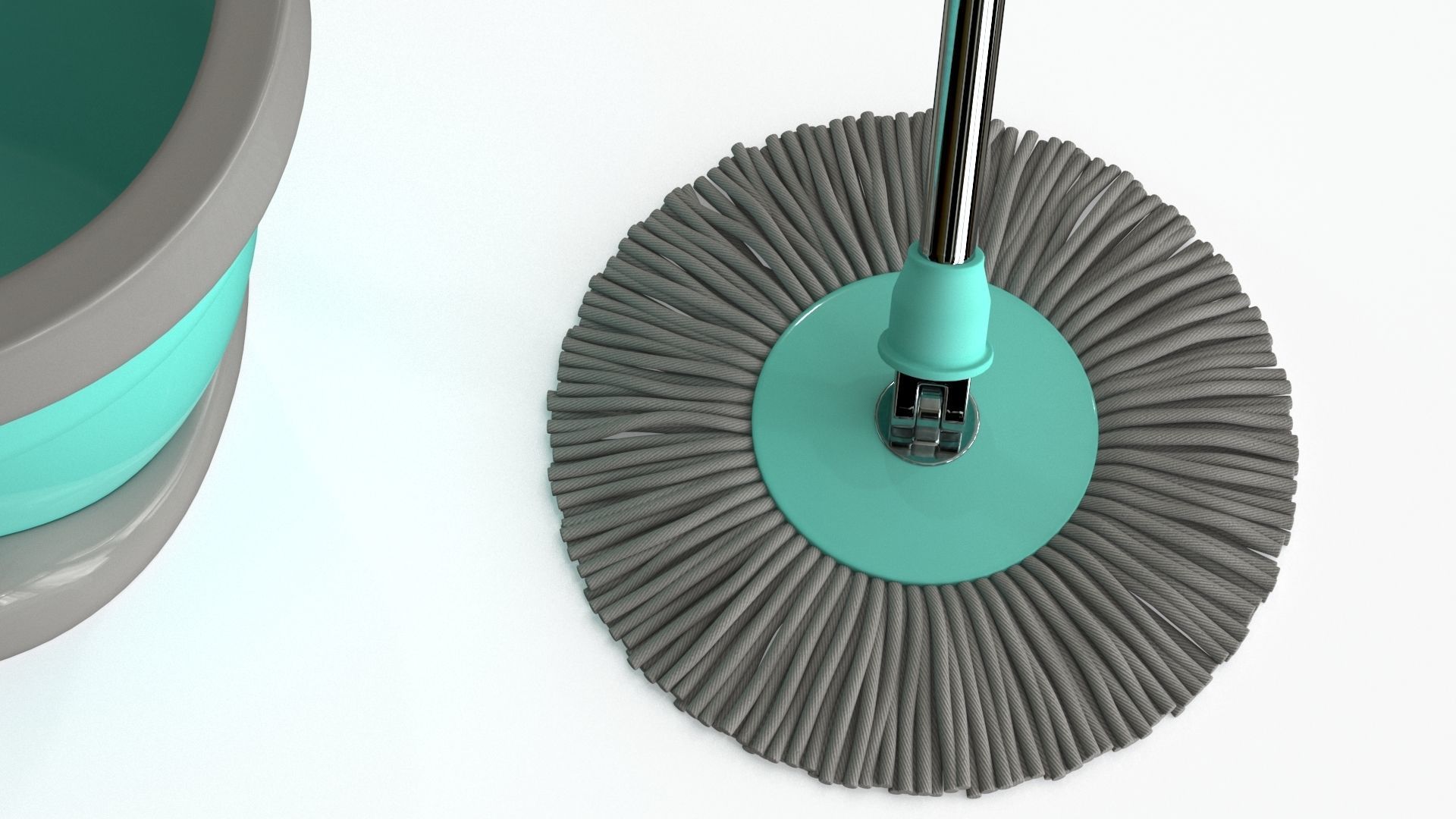 Mop And Bucket Low-poly 3D model_12
