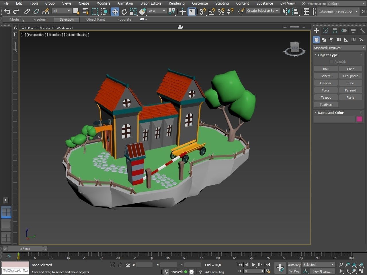 island 4 with house Low-poly 3D model_6