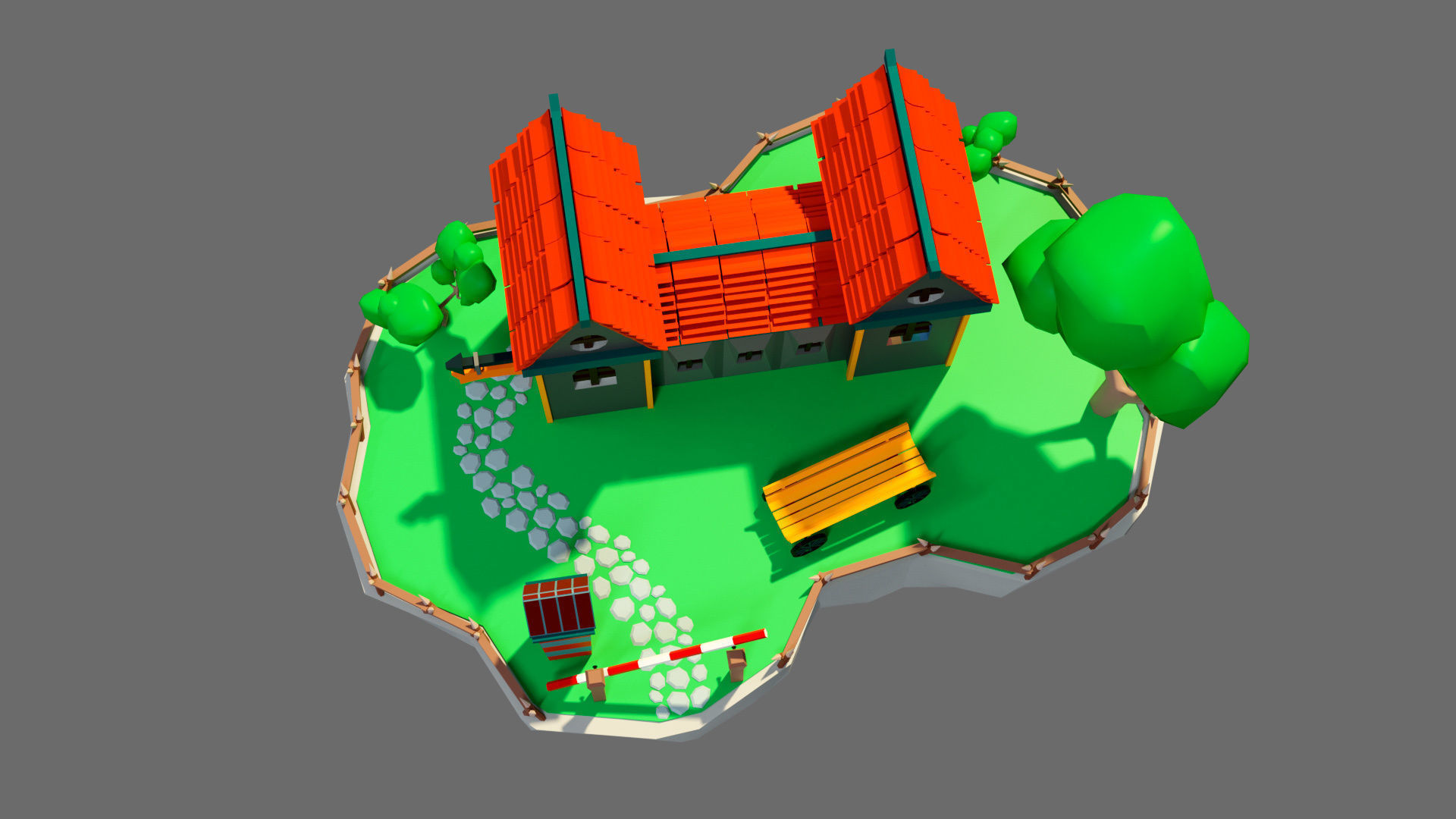 island 4 with house Low-poly 3D model_2