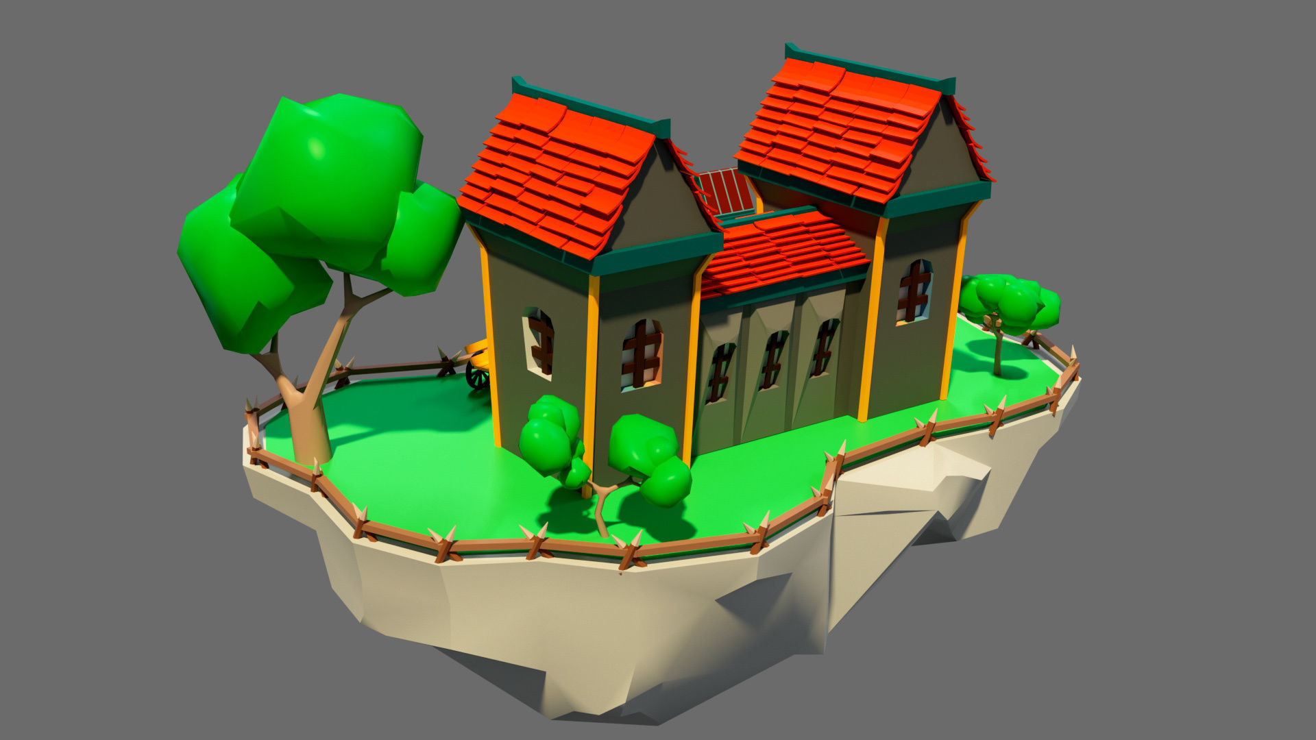 island 4 with house Low-poly 3D model_3