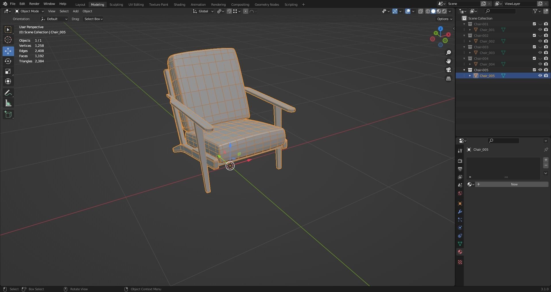Low Poly Chairs  - Unreal - Unity - Blender Free low-poly 3D model_18