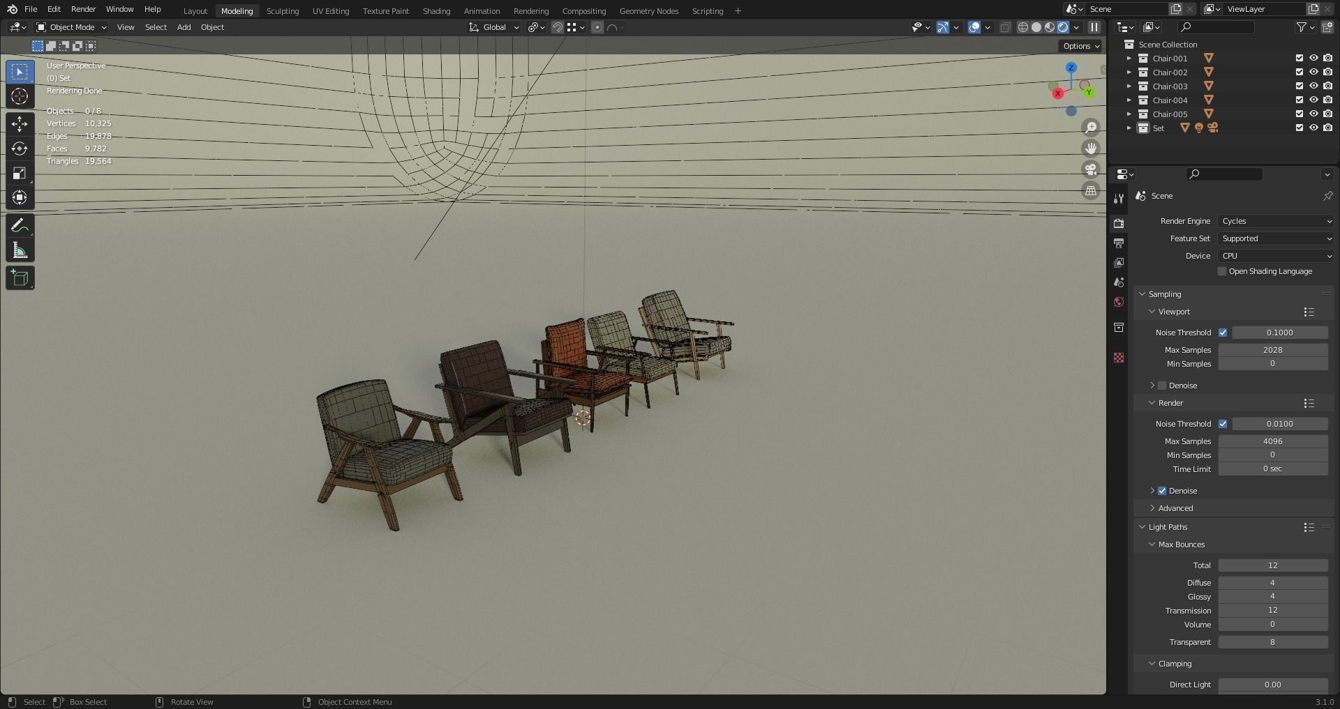 Low Poly Chairs  - Unreal - Unity - Blender Free low-poly 3D model_7