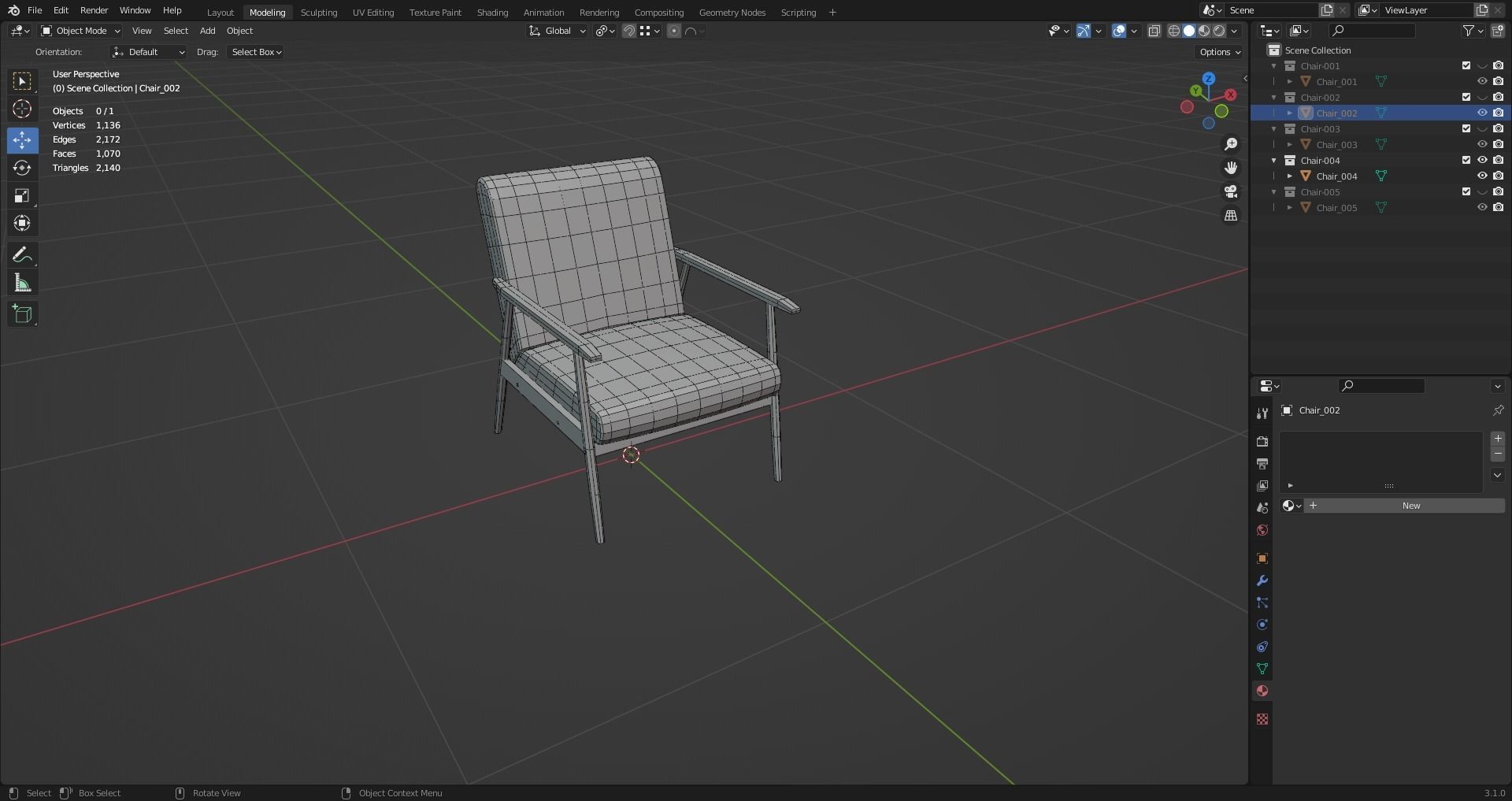 Low Poly Chairs  - Unreal - Unity - Blender Free low-poly 3D model_17