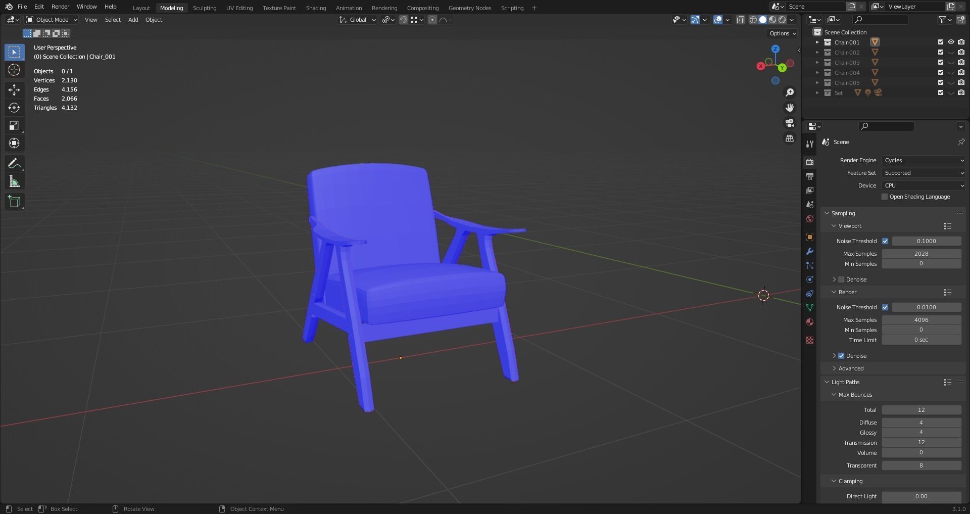 Low Poly Chairs  - Unreal - Unity - Blender Free low-poly 3D model_8