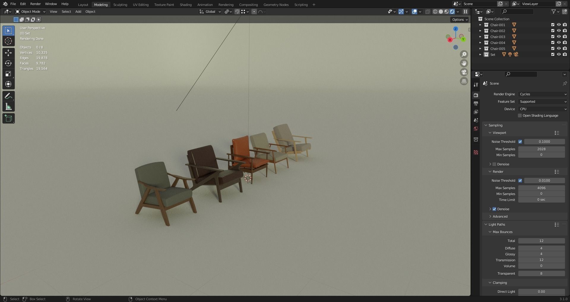 Low Poly Chairs  - Unreal - Unity - Blender Free low-poly 3D model_6