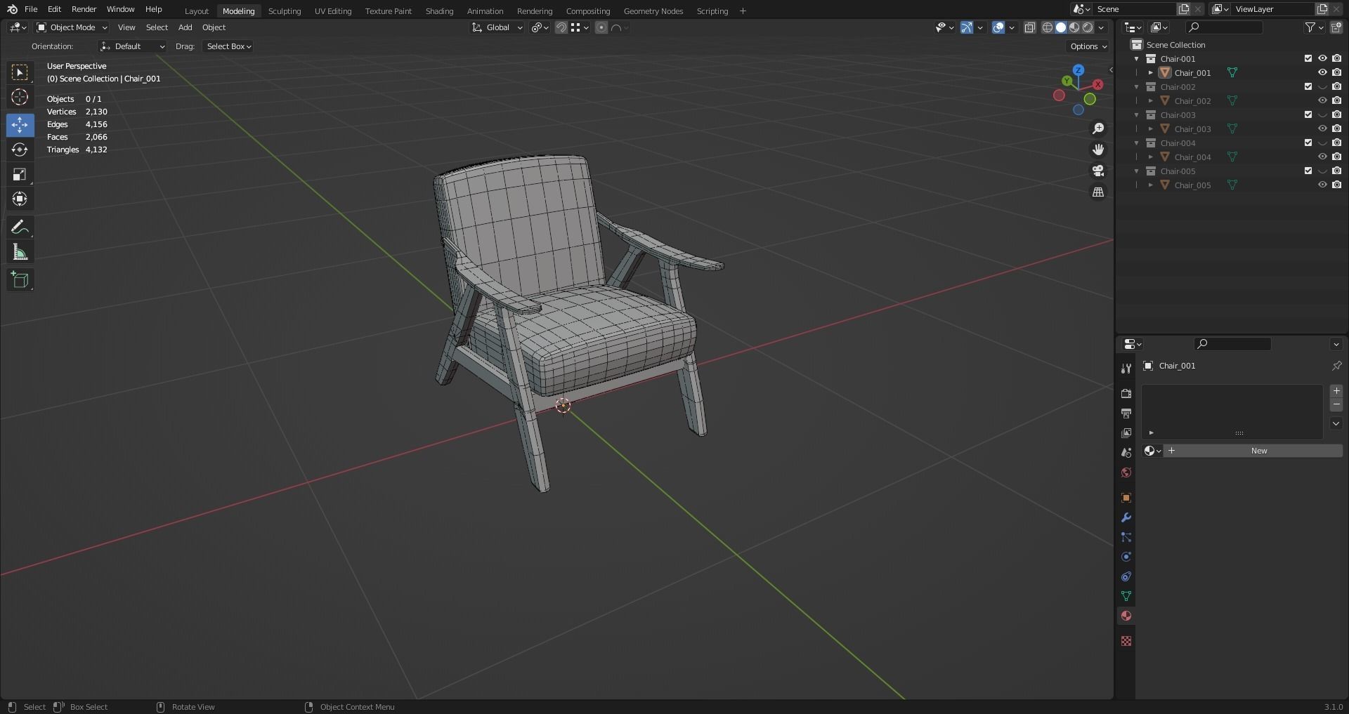 Low Poly Chairs  - Unreal - Unity - Blender Free low-poly 3D model_14