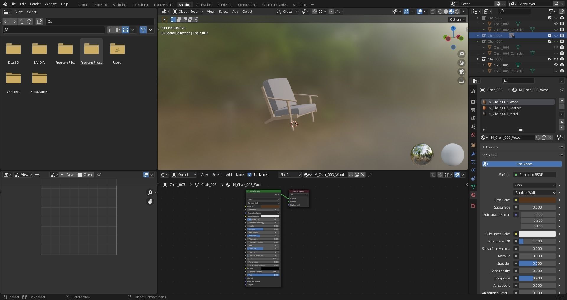 Low Poly Chairs  - Unreal - Unity - Blender Free low-poly 3D model_28