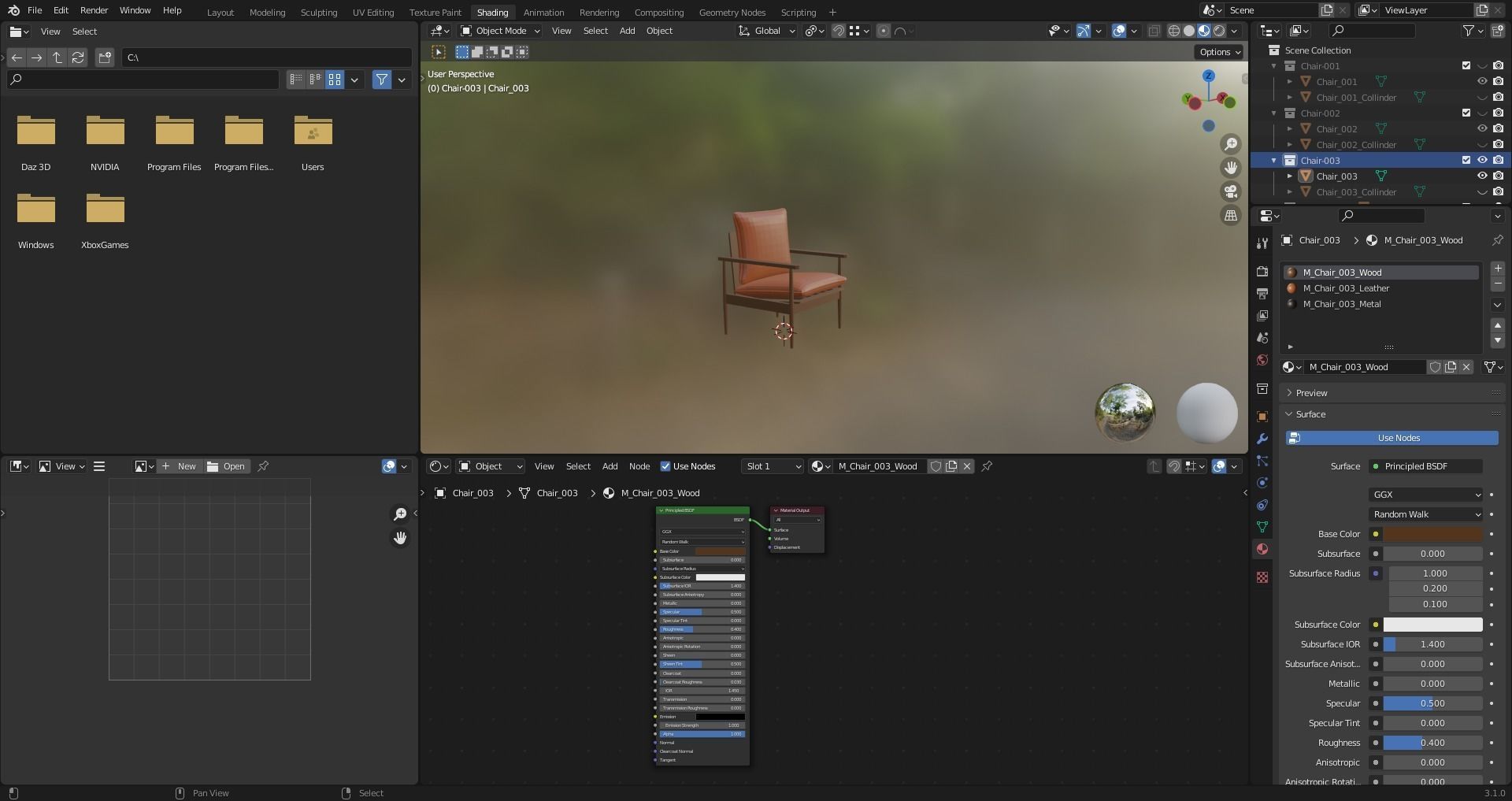 Low Poly Chairs  - Unreal - Unity - Blender Free low-poly 3D model_26