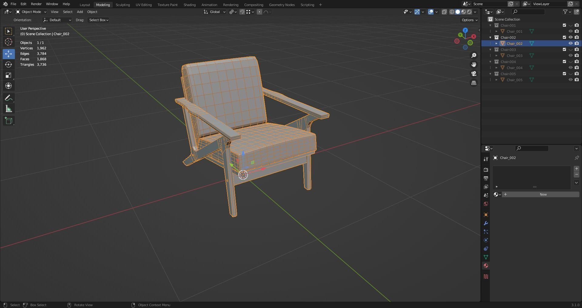 Low Poly Chairs  - Unreal - Unity - Blender Free low-poly 3D model_15