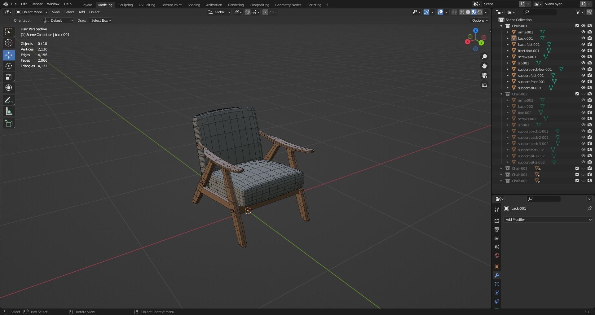 Low Poly Chairs  - Unreal - Unity - Blender Free low-poly 3D model_13